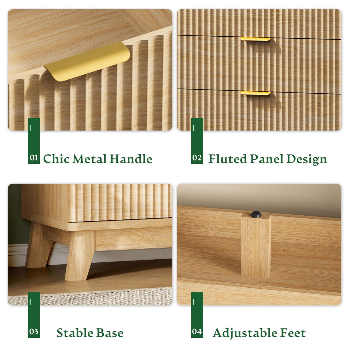 Fluted Dresser with 8 Drawers
