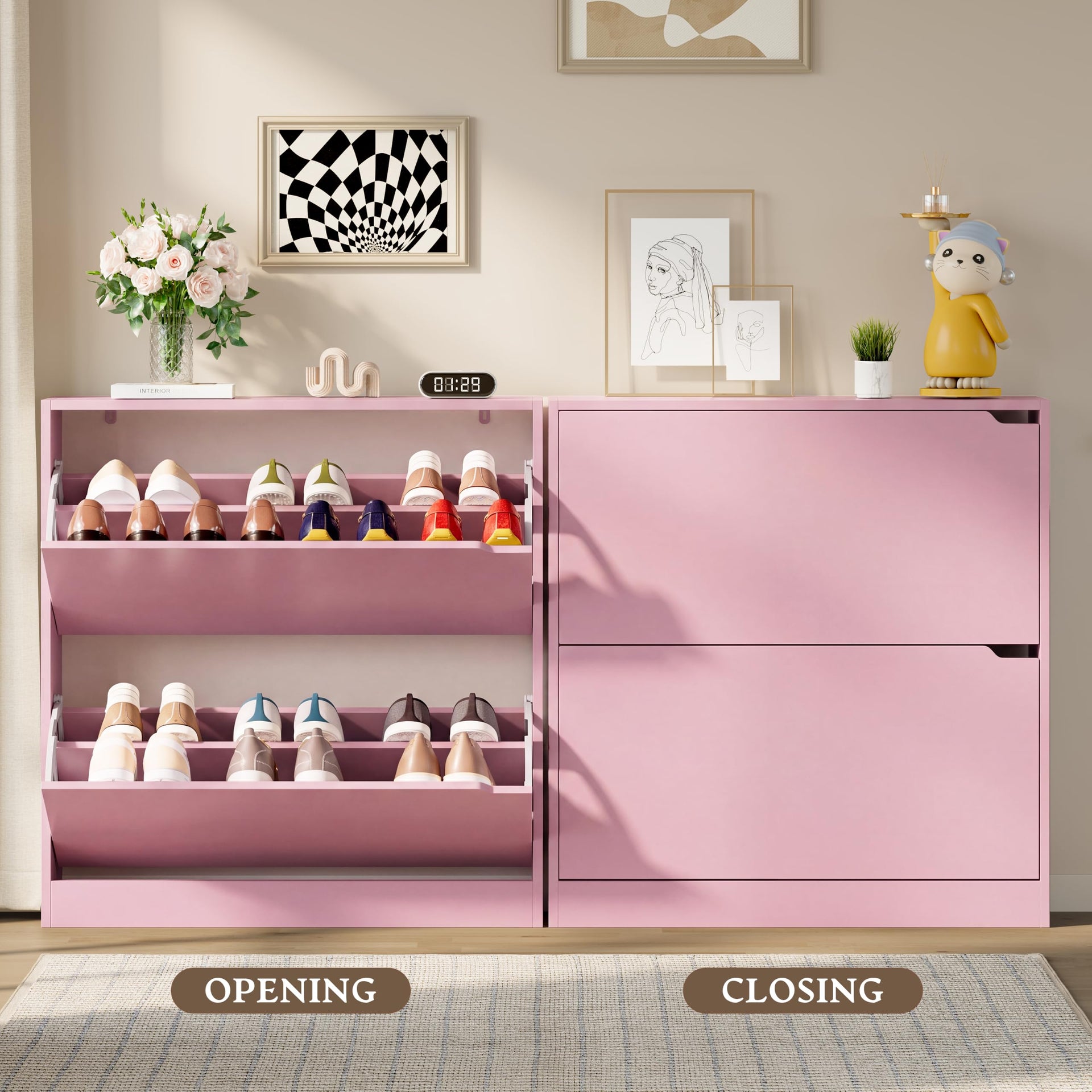 Shoe Cabinet with 2 Flip Drawers