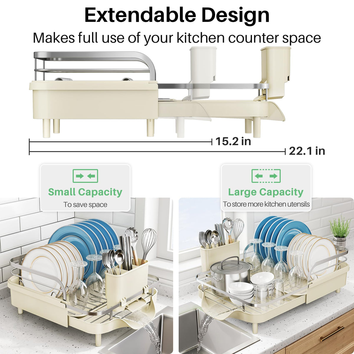 Expandable Dish Drying Rack for Kitchen Counter