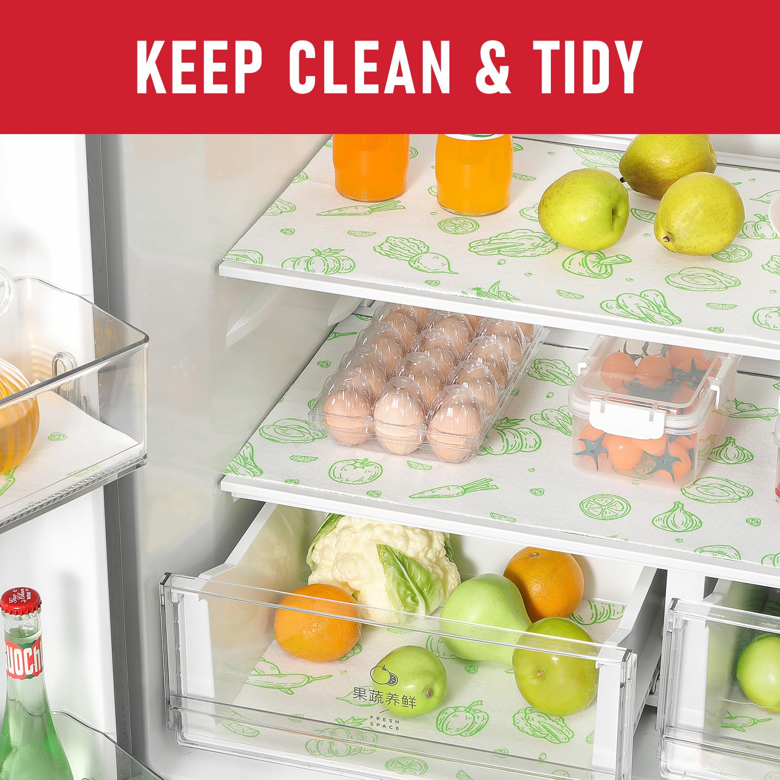 6 Pack Refrigerator Shelf Liners for French Door Fridge