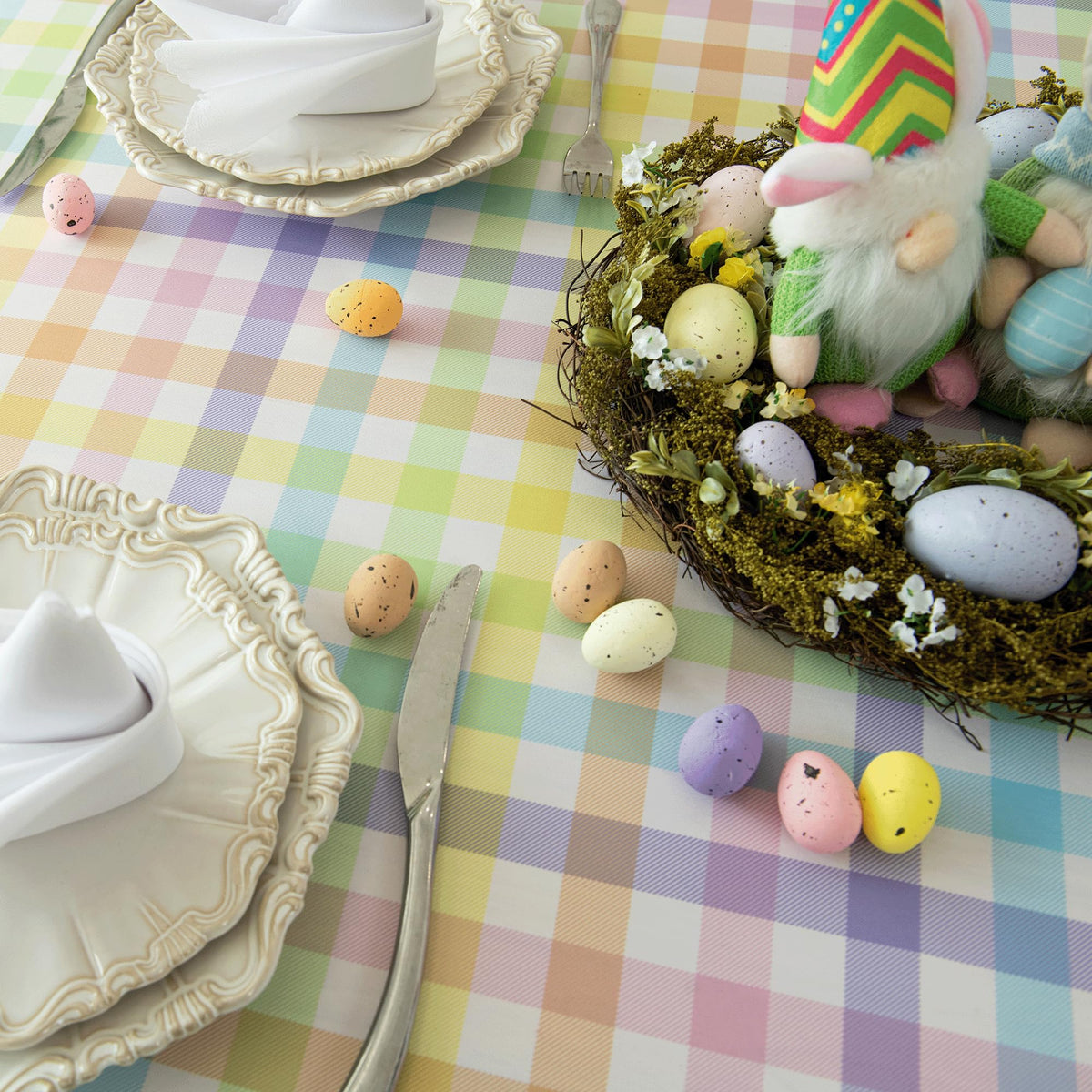 Easter Sunday Spring Plaid Tablecloth