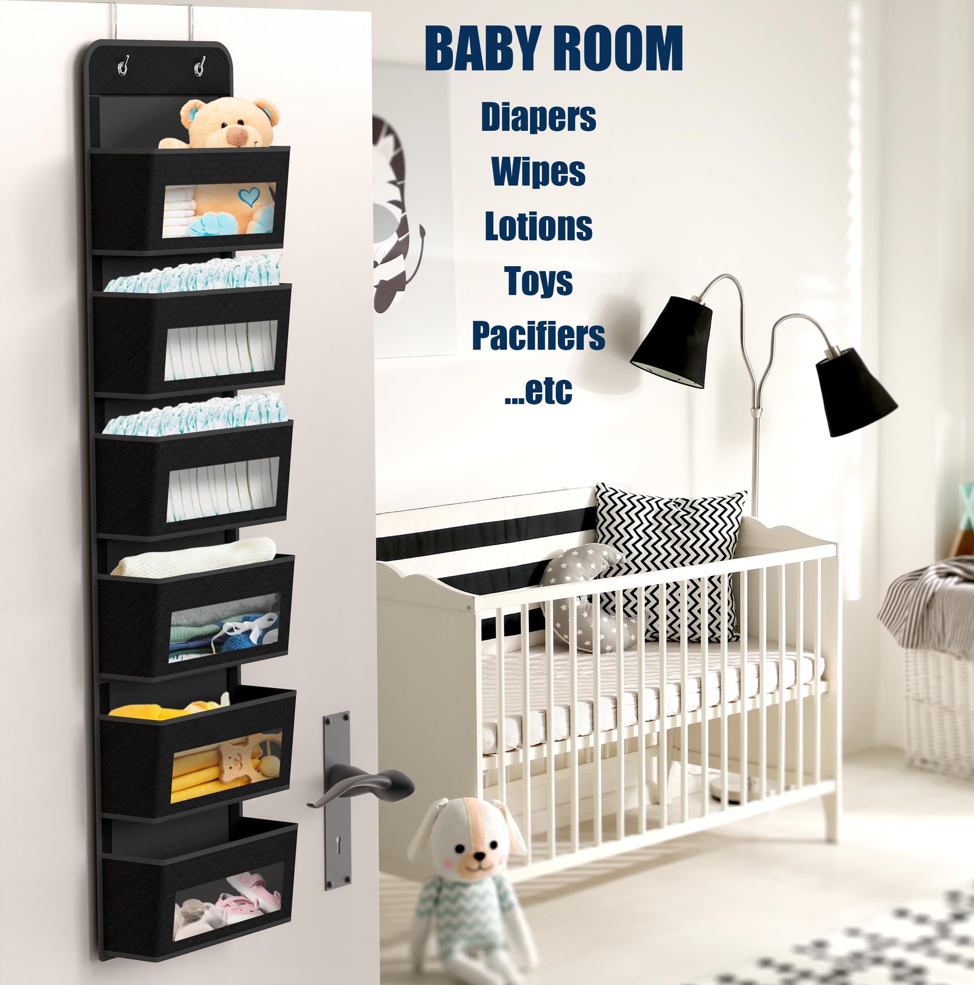 6 Clear Window Pocket Over Door Hanging Organizer