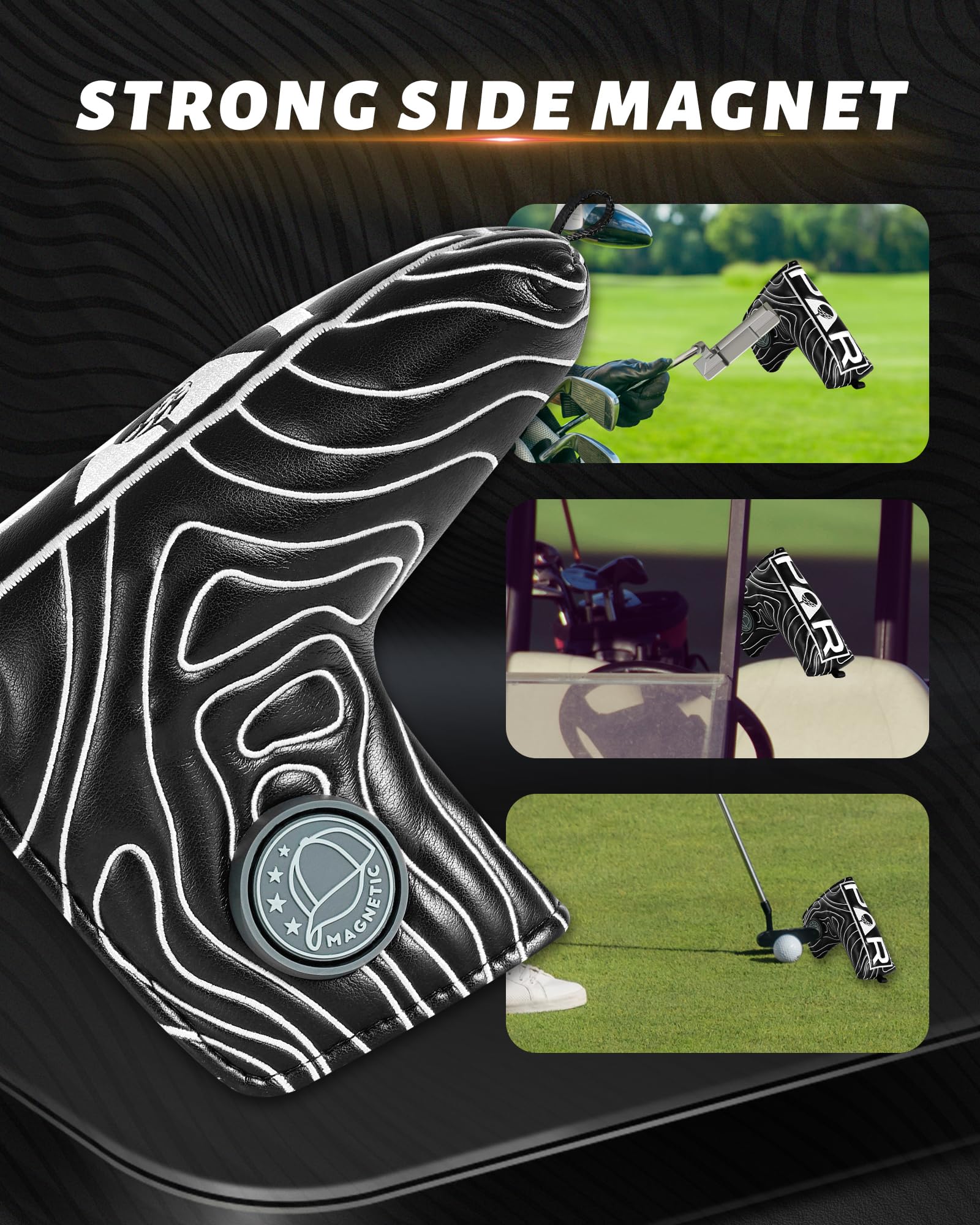 Golf Blade Putter Cover Headcover Club Protector Par Putter Head Covers Magnetic Bar Closure for Scotty Cameron Taylormade Odyssey Black Color