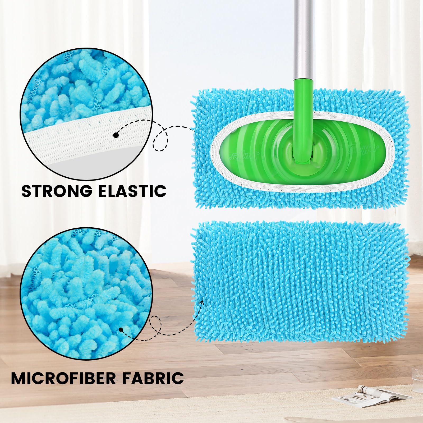 6Pcs Reusable Microfiber Mop Pads Compatible with Sweeper Mop (6 Count)