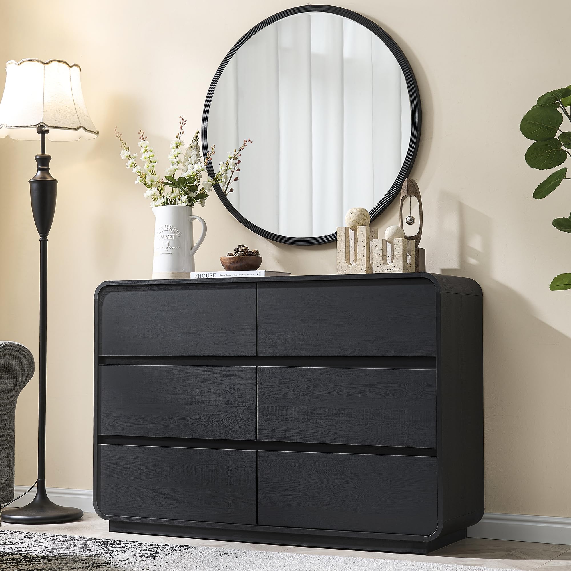 Curved Dresser with 6 Drawers