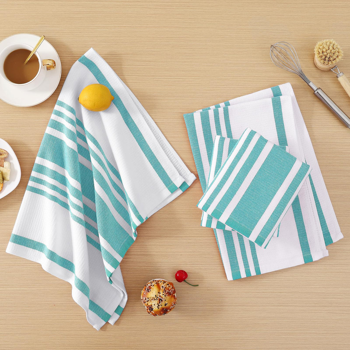 Premium Cotton Stripe Kitchen Towels 8 Pack (8 Count)