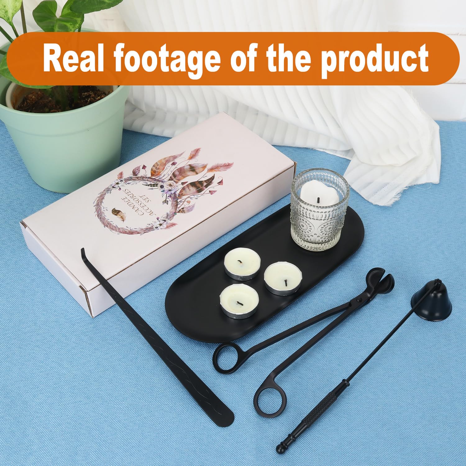 4 in 1 Candle Accessory Set with Storage Tray Plate (8 Count)