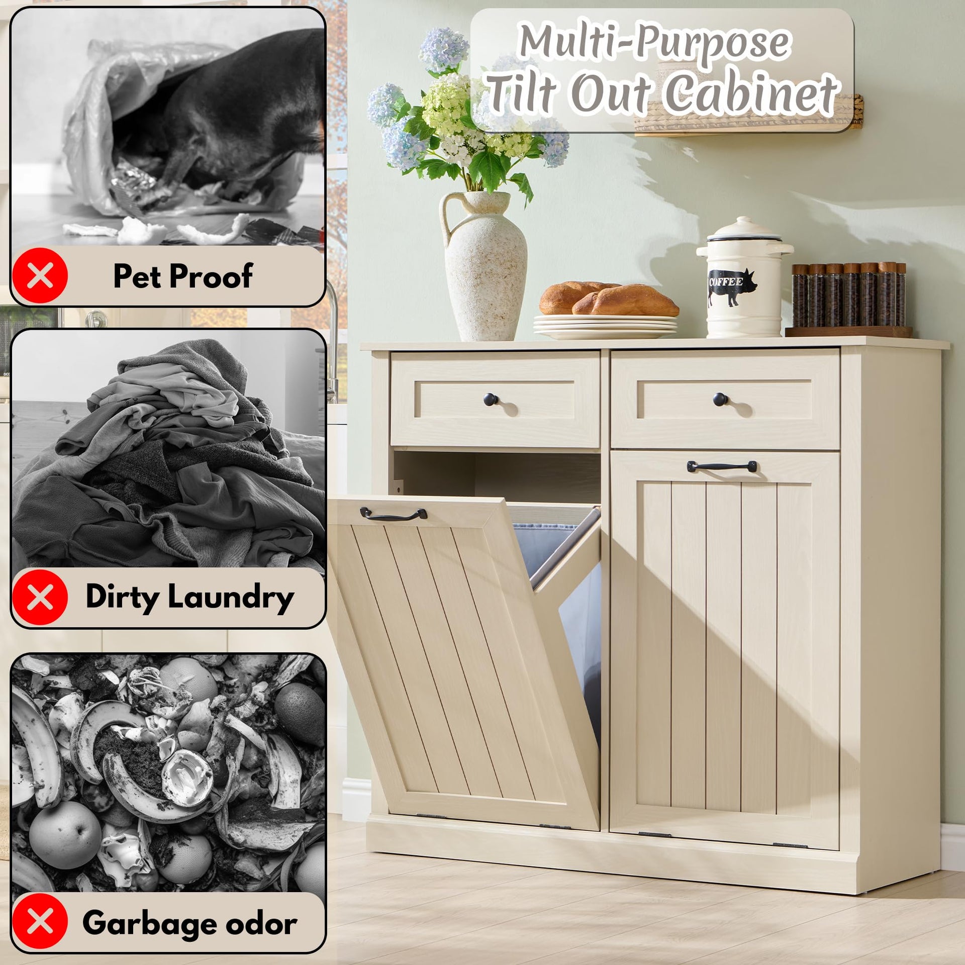 Double Tilt Out Laundry Hamper Cabinet