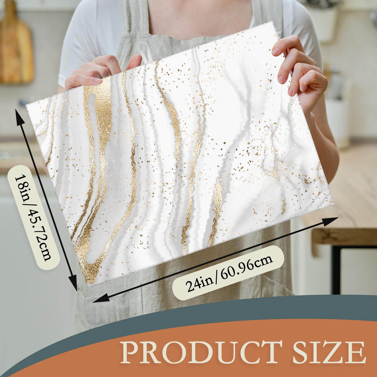 White Gold Marble Dish Drying Mats 18x24 Inch