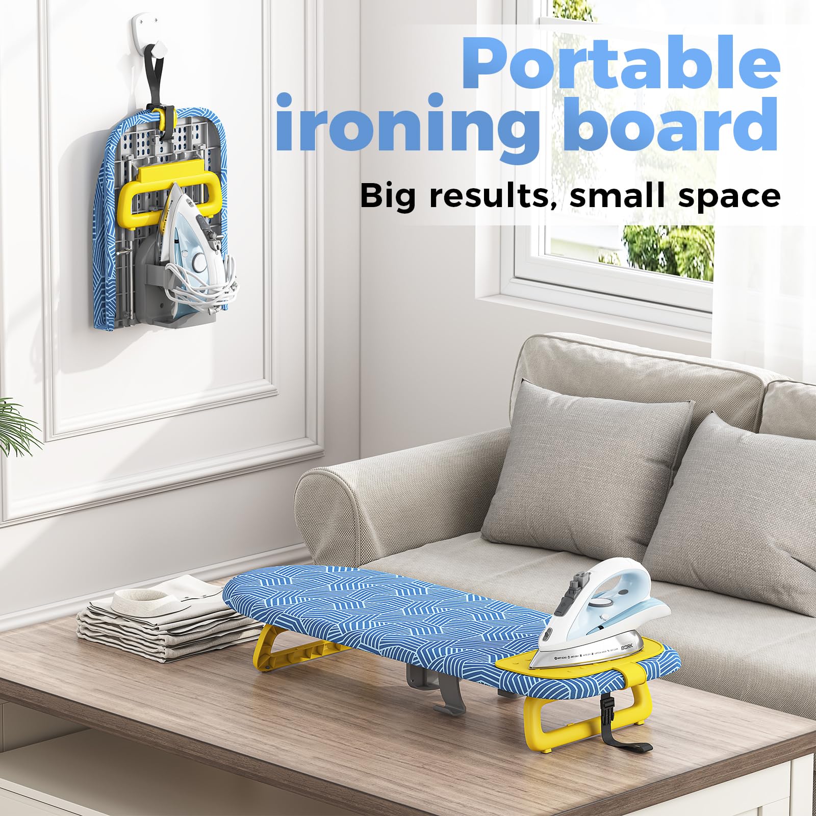 Small Ironing Board with Iron Holder