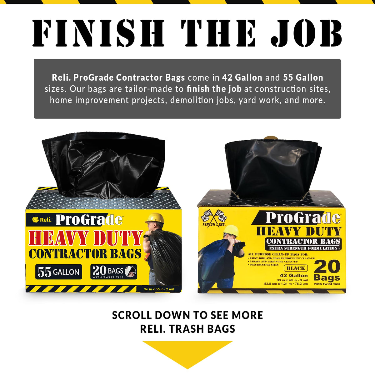 Contractor Garbage Bags 55 Gallon (40 Count)