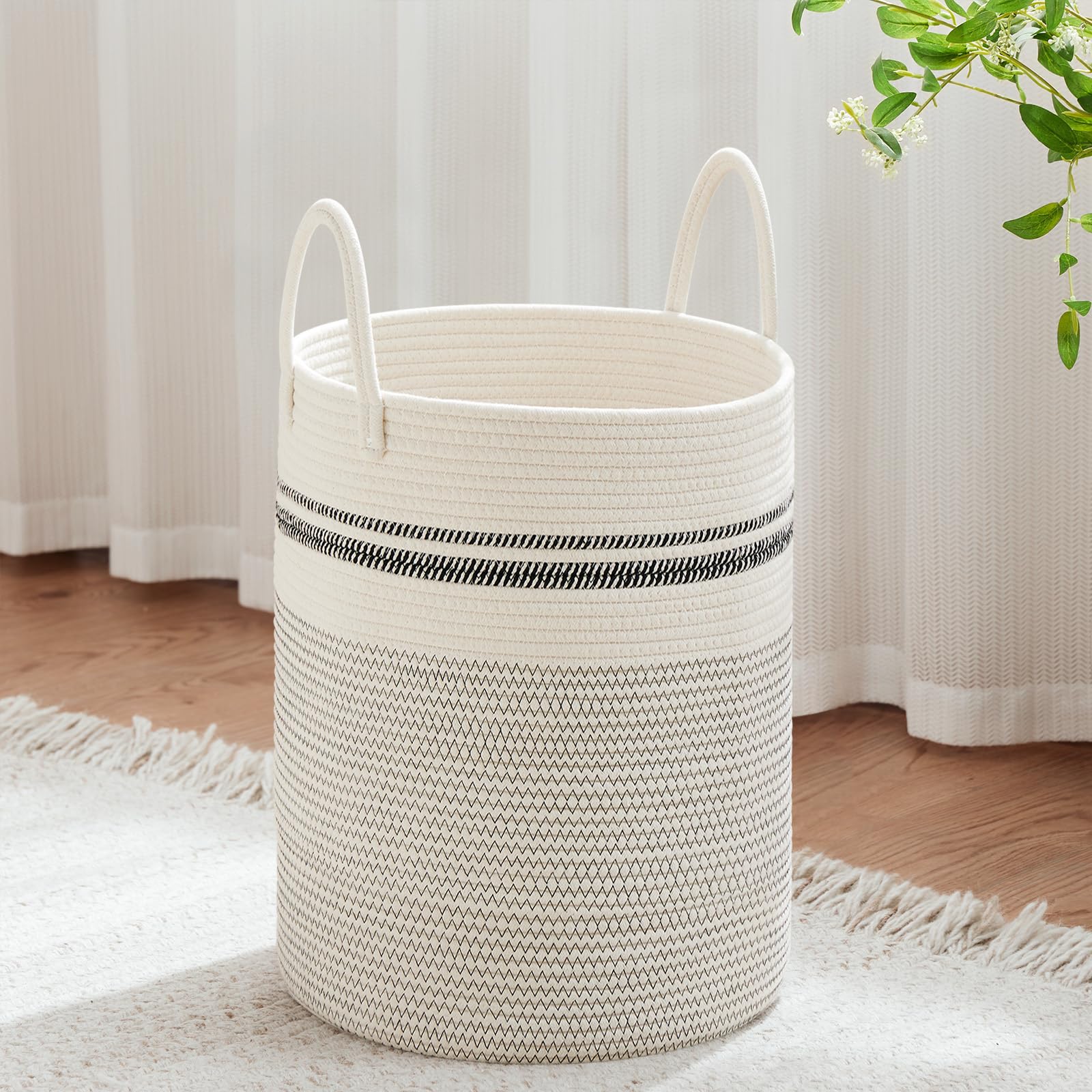 53L Tall Woven Laundry Basket Hamper