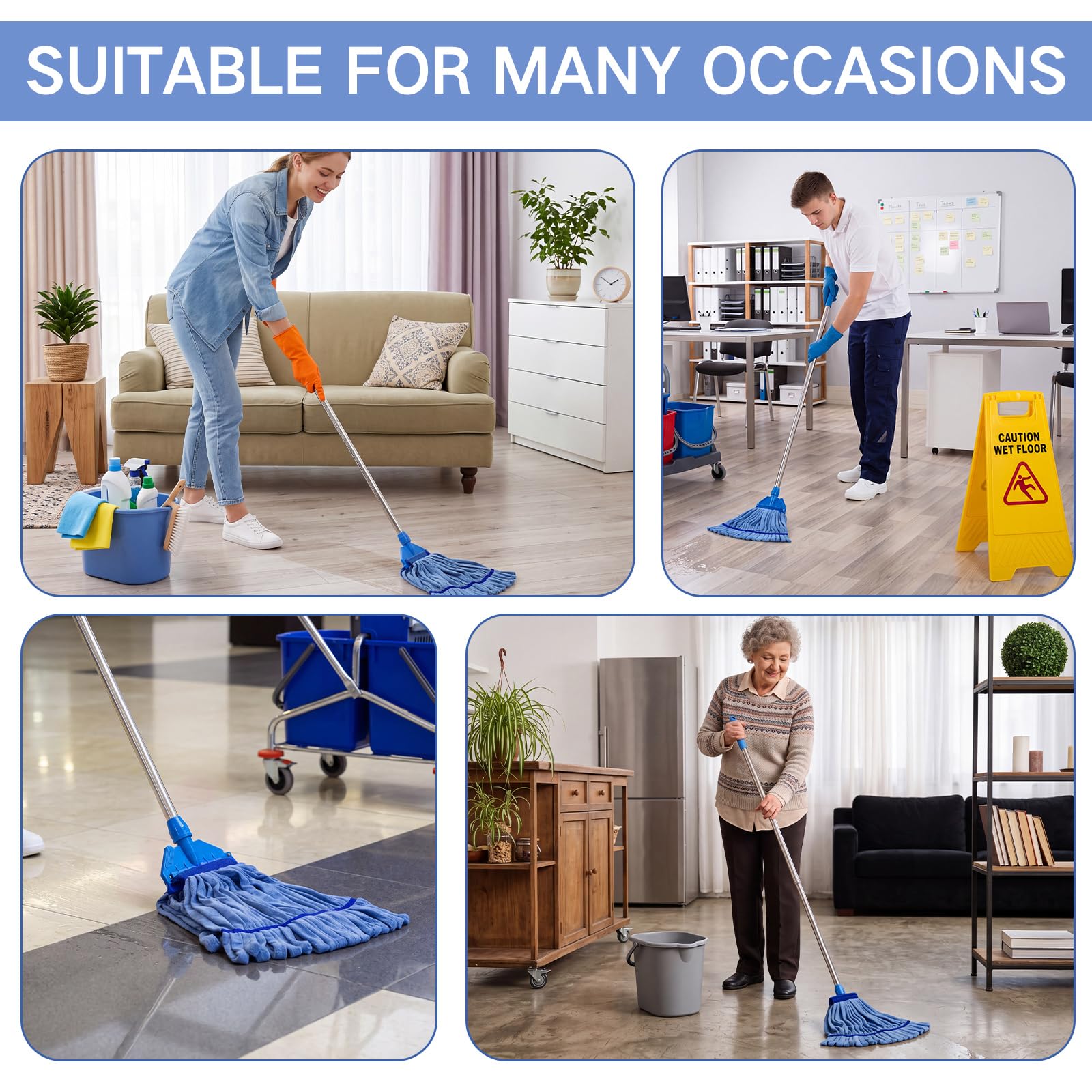 4 Pcs Microfiber Commercial Mop Head Replacement Tube Industrial Looped End Mop Heads Refill for Floor Cleaning for Home Commercial Industrial Use (4 Count)