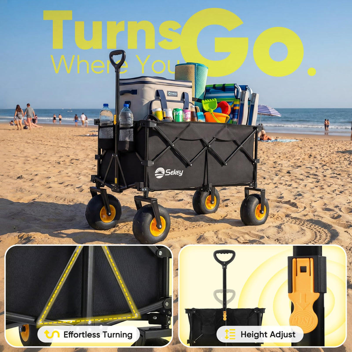 Heavy Duty Beach Wagon with 9" Big Sand