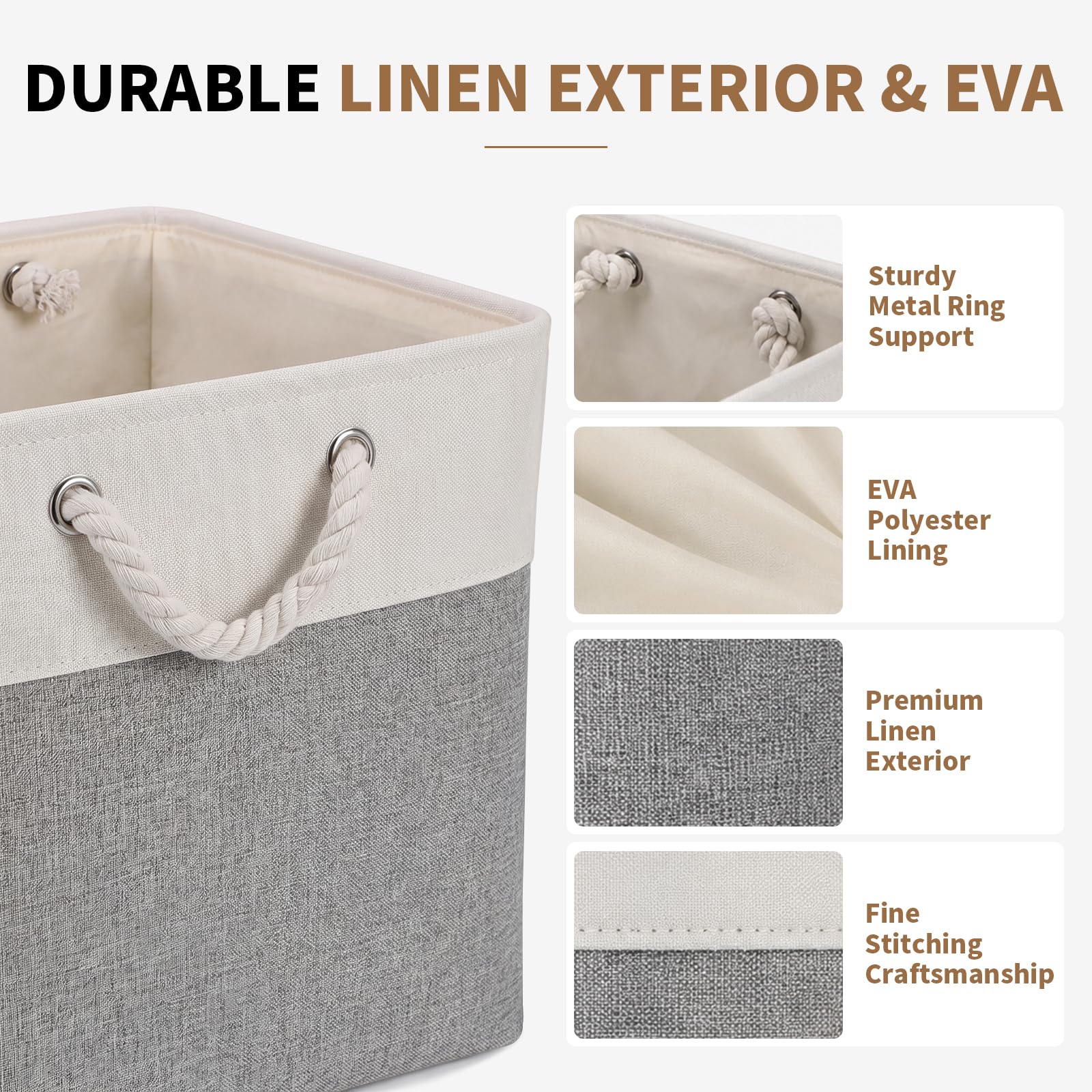 13×15×13 Inch Foldable Fabric Storage Basket with Handles (6 Count)