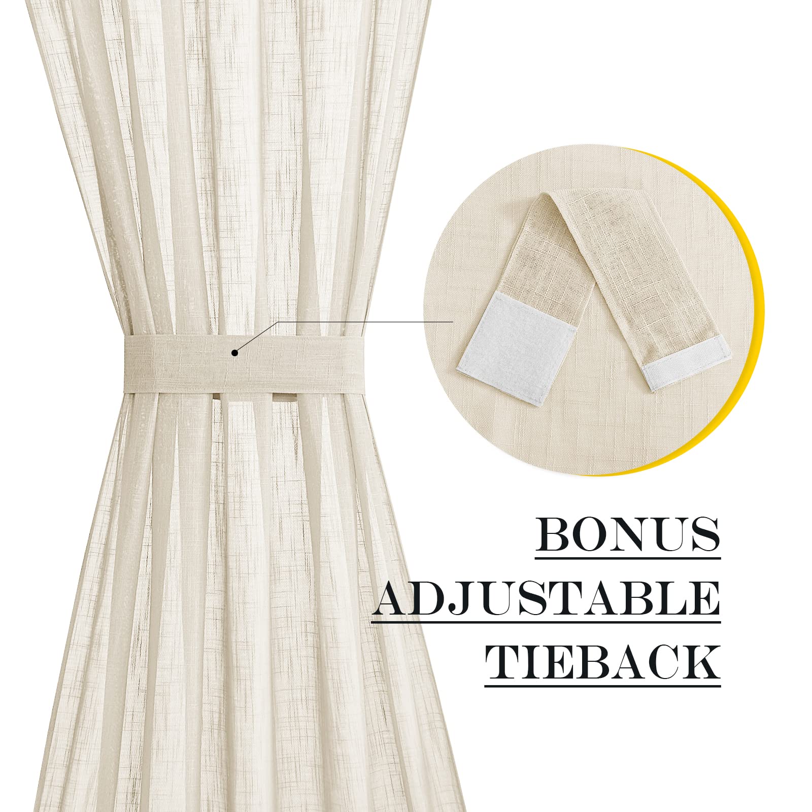 Door Panel Curtains Faux Linen French Curtain
