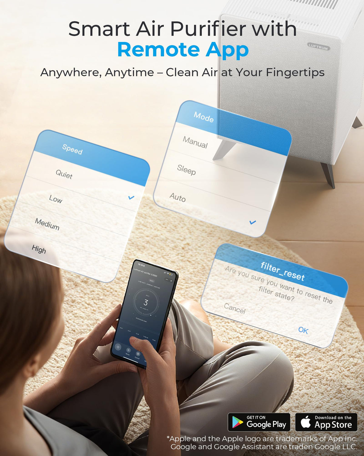 Air Purifiers for Home Large Room Up to 2250 ft² with Smart WIFI