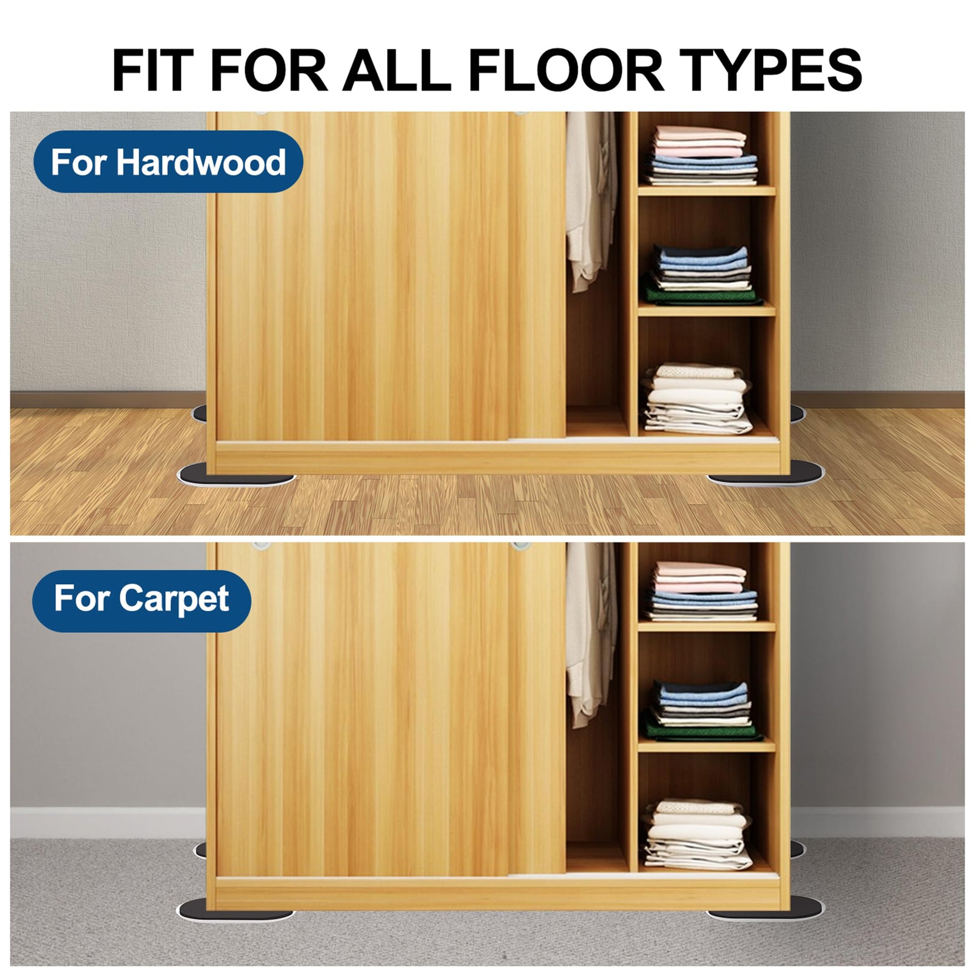 Reusable Large Furniture Movers Sliders for Carpet and Hardwood Floors (8 Count)