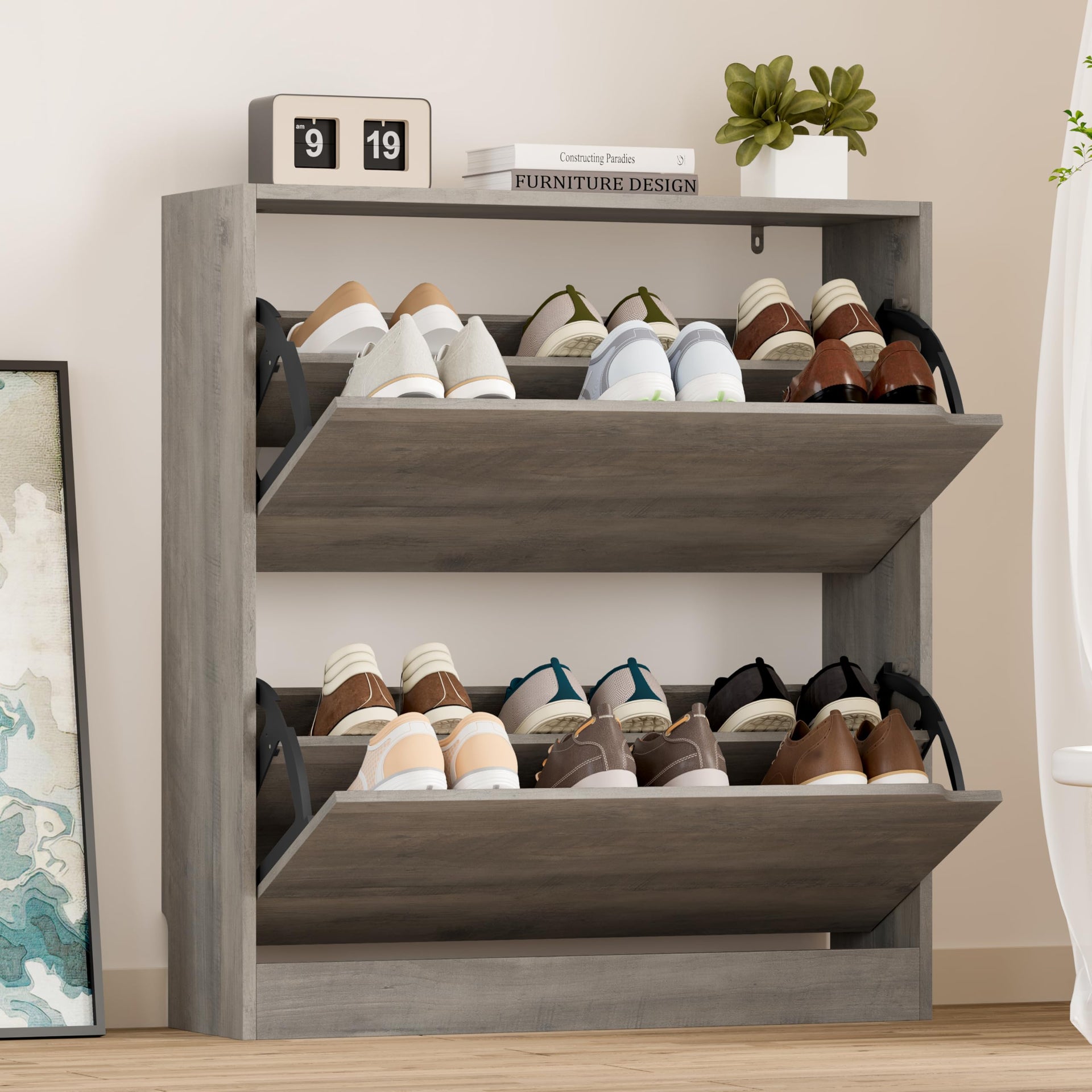 Shoe Cabinet with 2 Flip Drawers