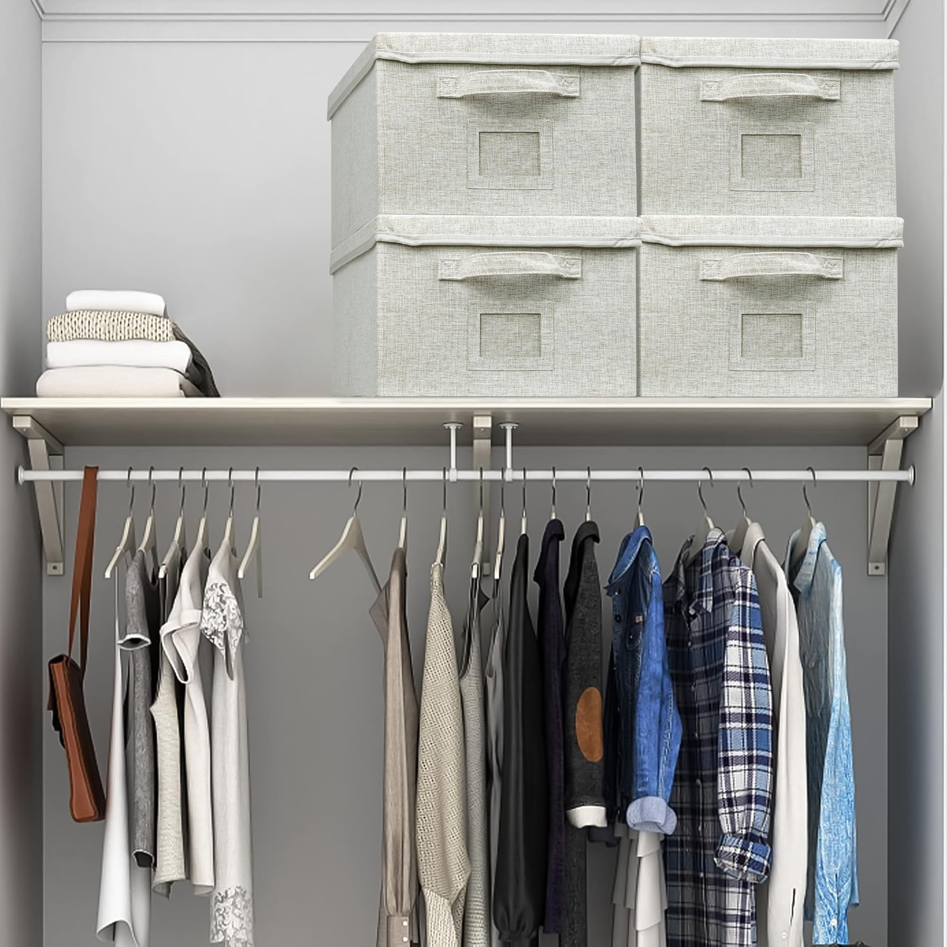 Storage Bins With Lids Closet Organizer Cabinet Box For Clothes (2 Count)