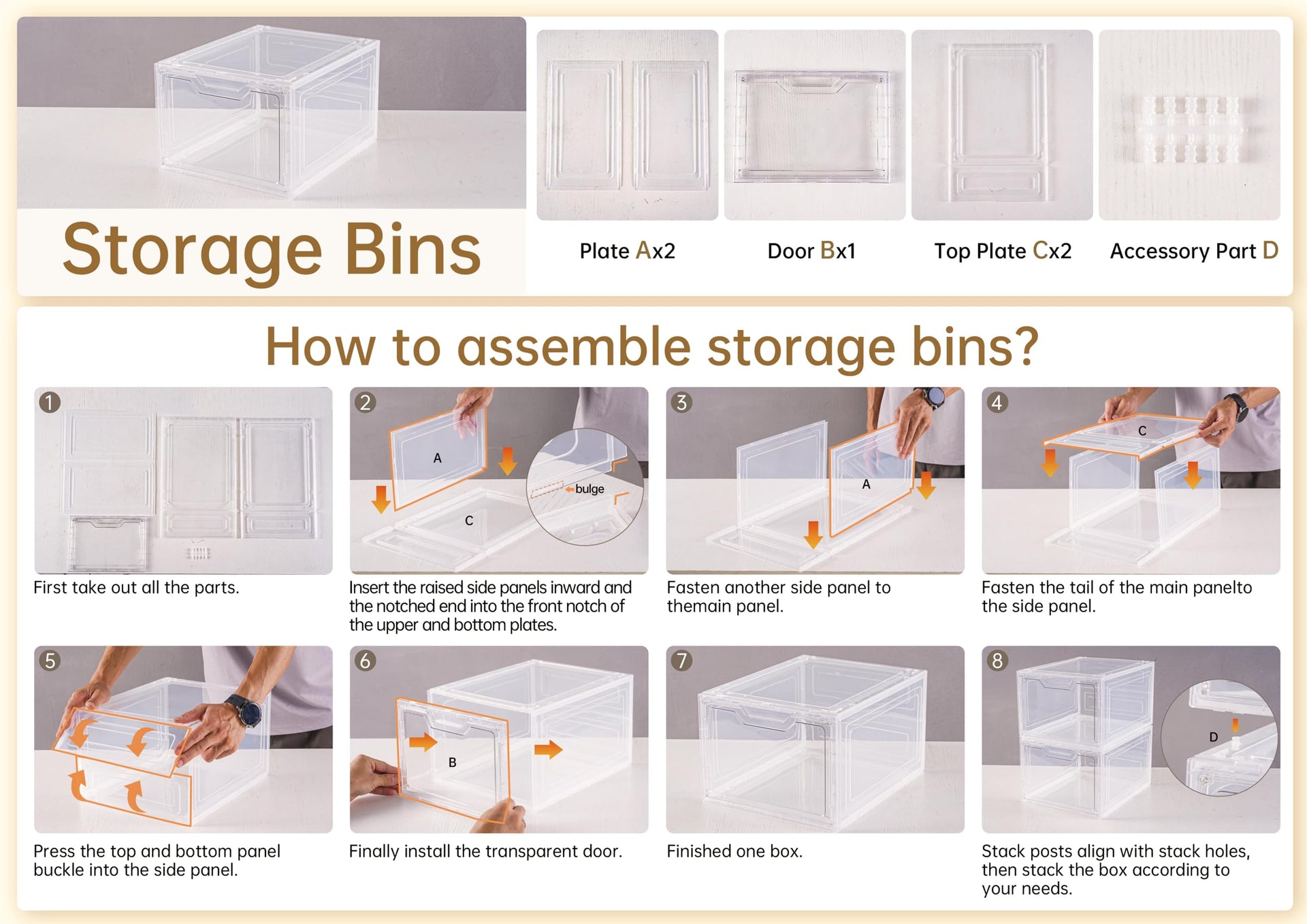 6 Pack Clear Storage Bins with Lids (6 Count)