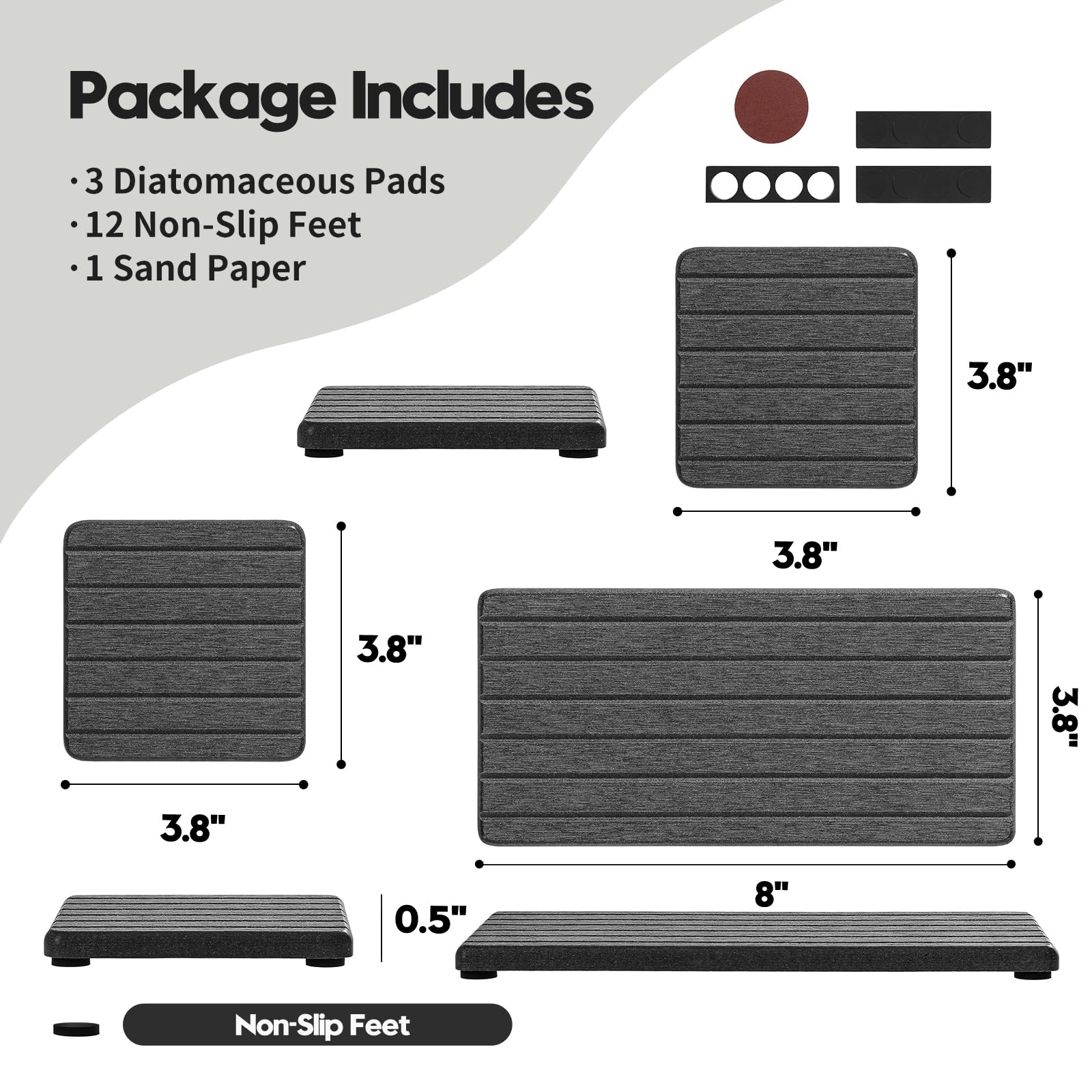 3 Pack Diatomite Stone Sink Tray (3 Count)