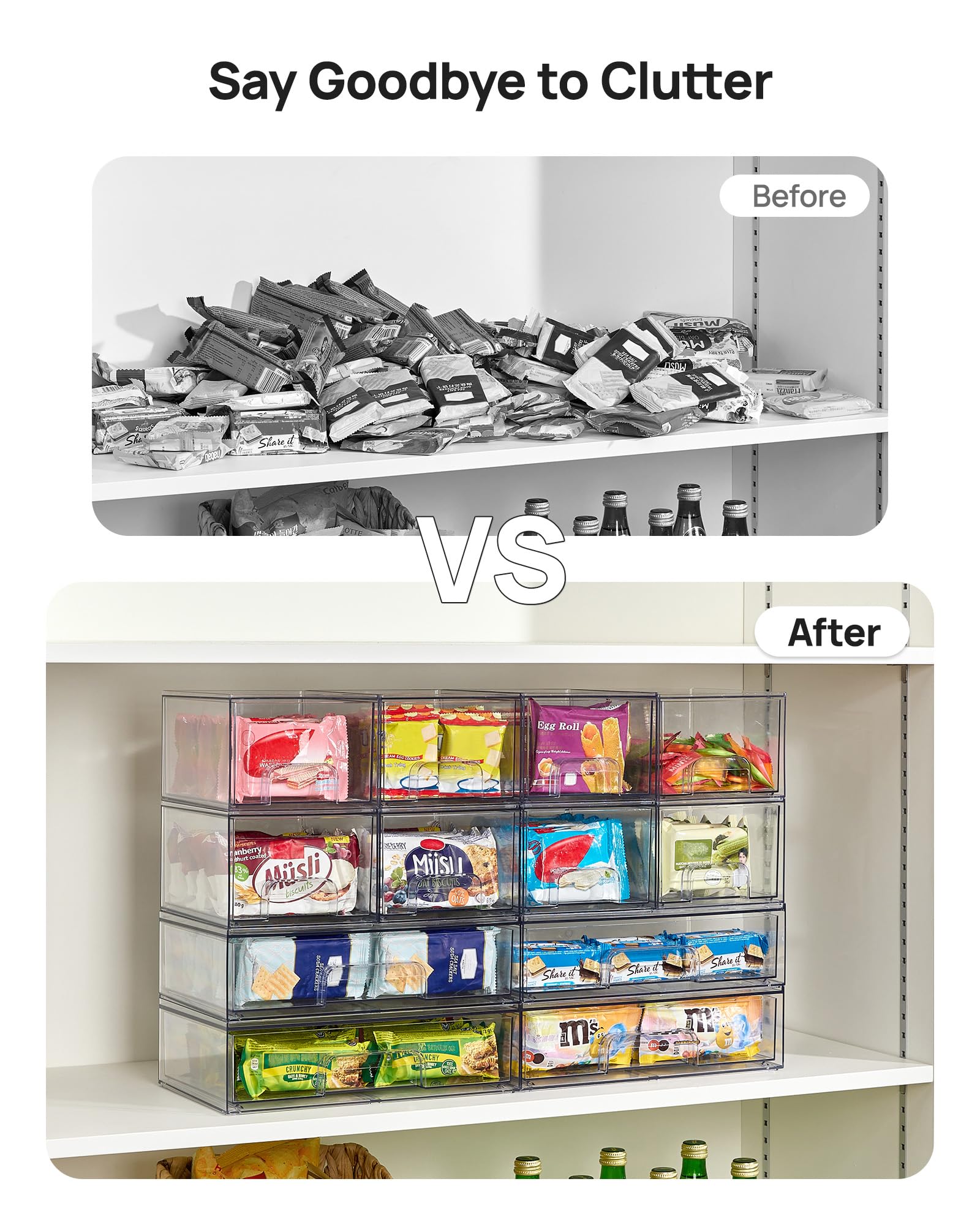 Clear Stackable Storage Drawers Set of 6 (6 Count)
