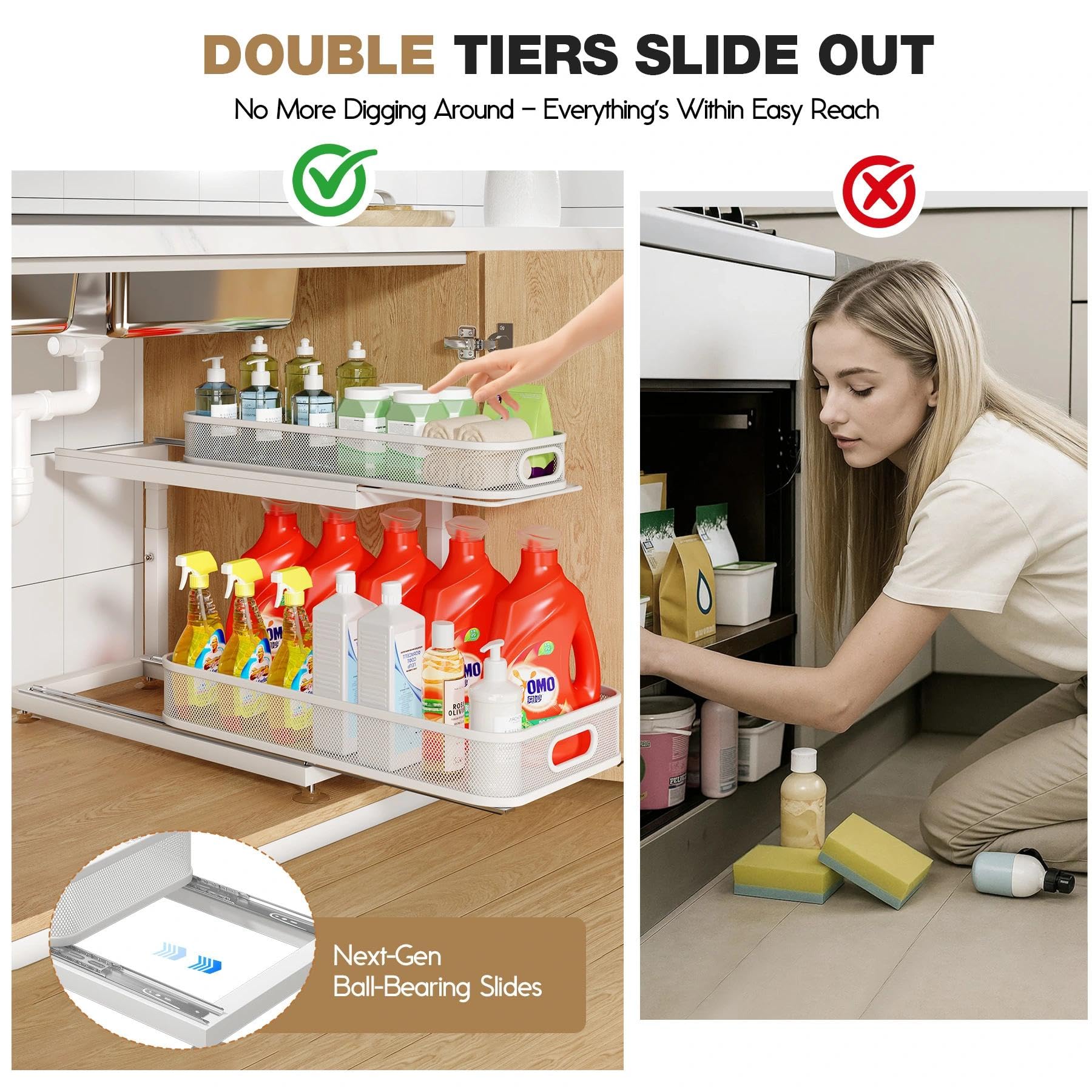 2 Pack 18.5 IN Depth Under Sink Organizer With Next (2 Count)