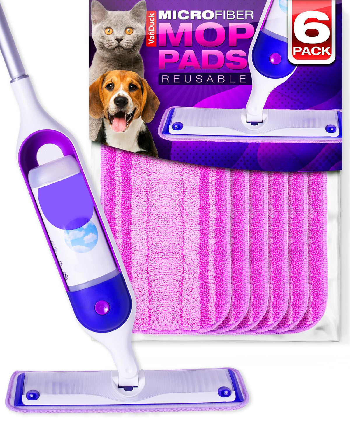 Reusable Microfiber Mop Pads for Swiffer PowerMop (6 Count)