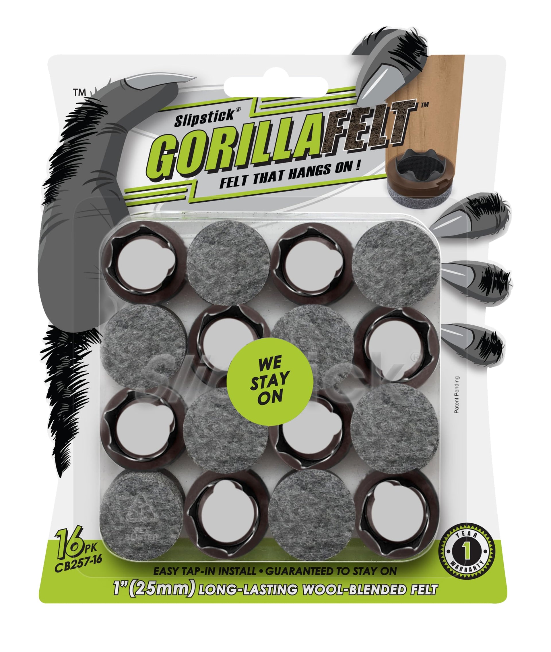 GorillaFelt Chair Leg Floor Protectors (16 Count)