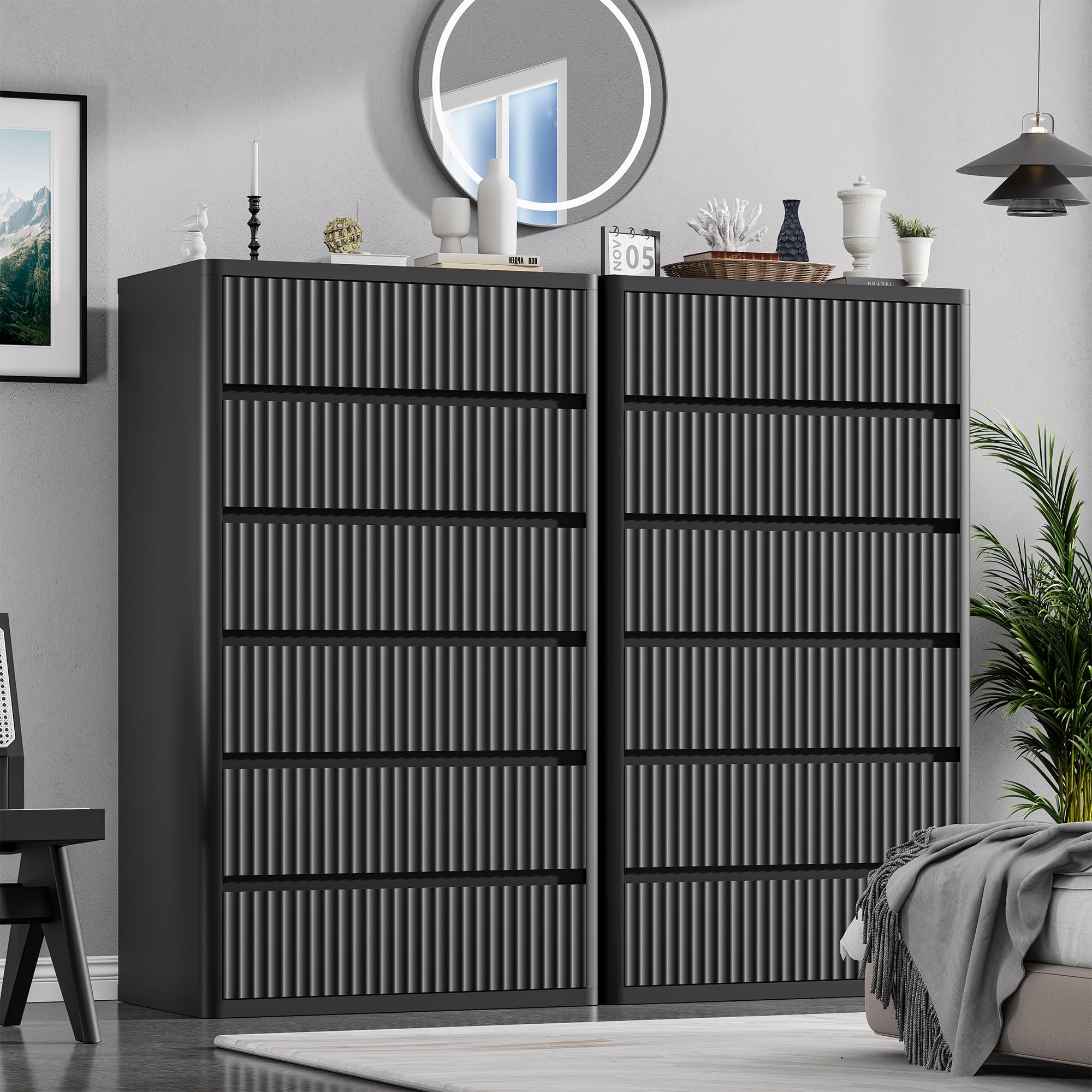 Black 56" Tall Dresser for Bedroom