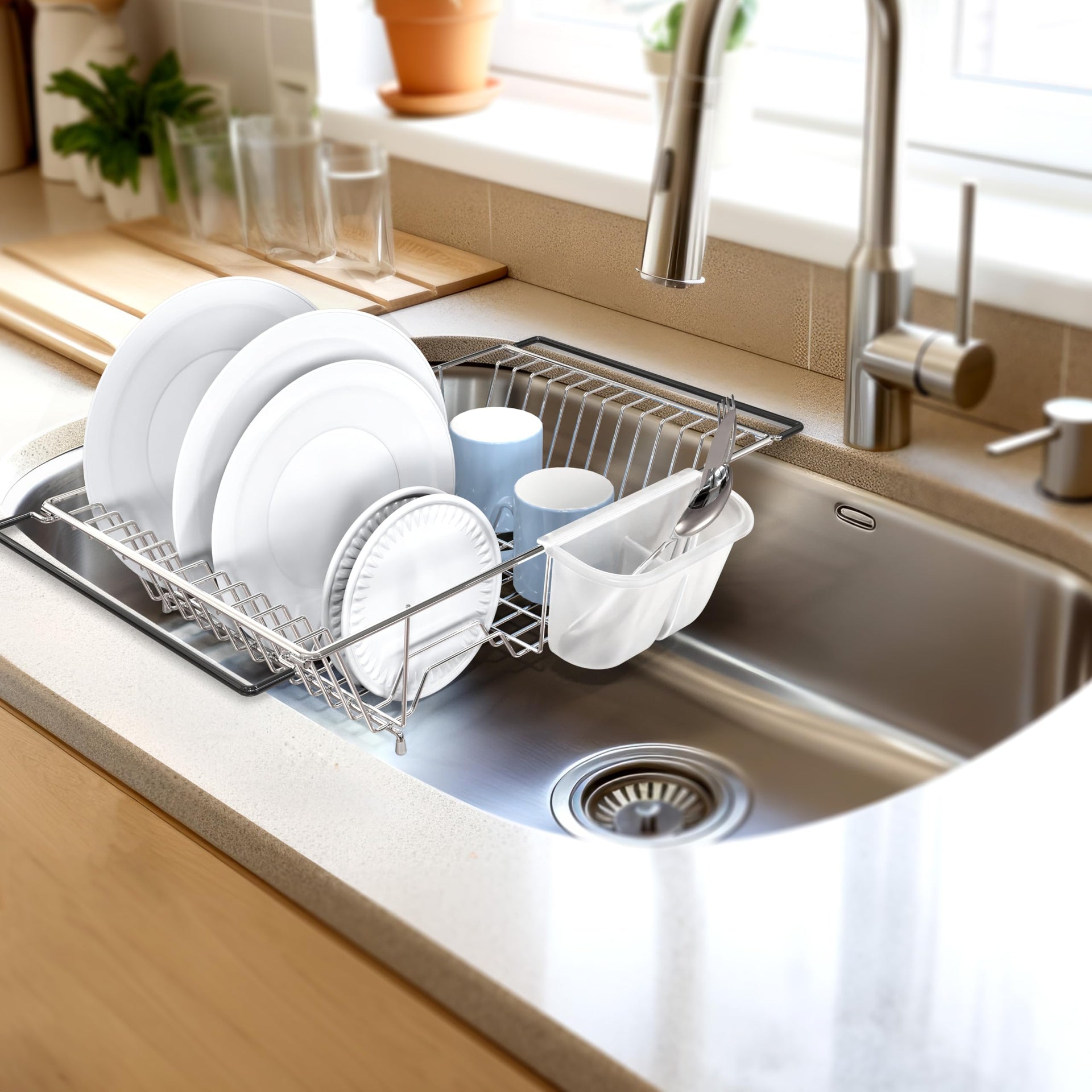 Large Stainless Over Sink Counter Top Dish Drainer Rack