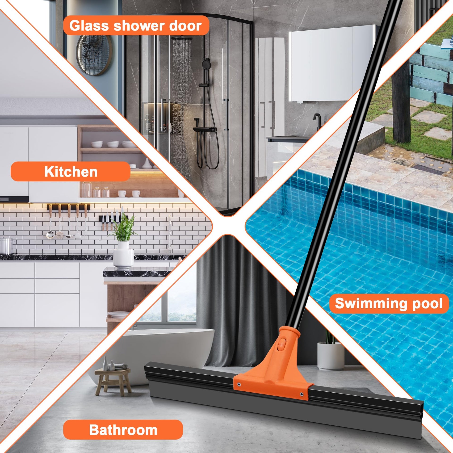 Floor Squeegee Heavy Duty with 58.3 inches Long Handle