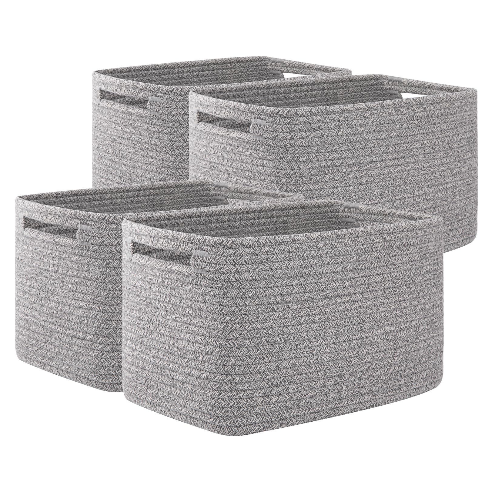 4 Pack Storage Baskets for Organizing 15L Cube Storage Bins Grey (4 Count)