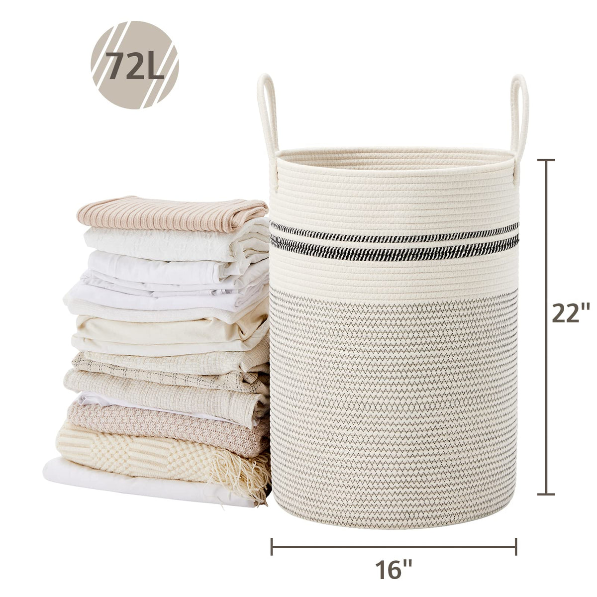 72L Tall Woven Laundry Basket Hamper