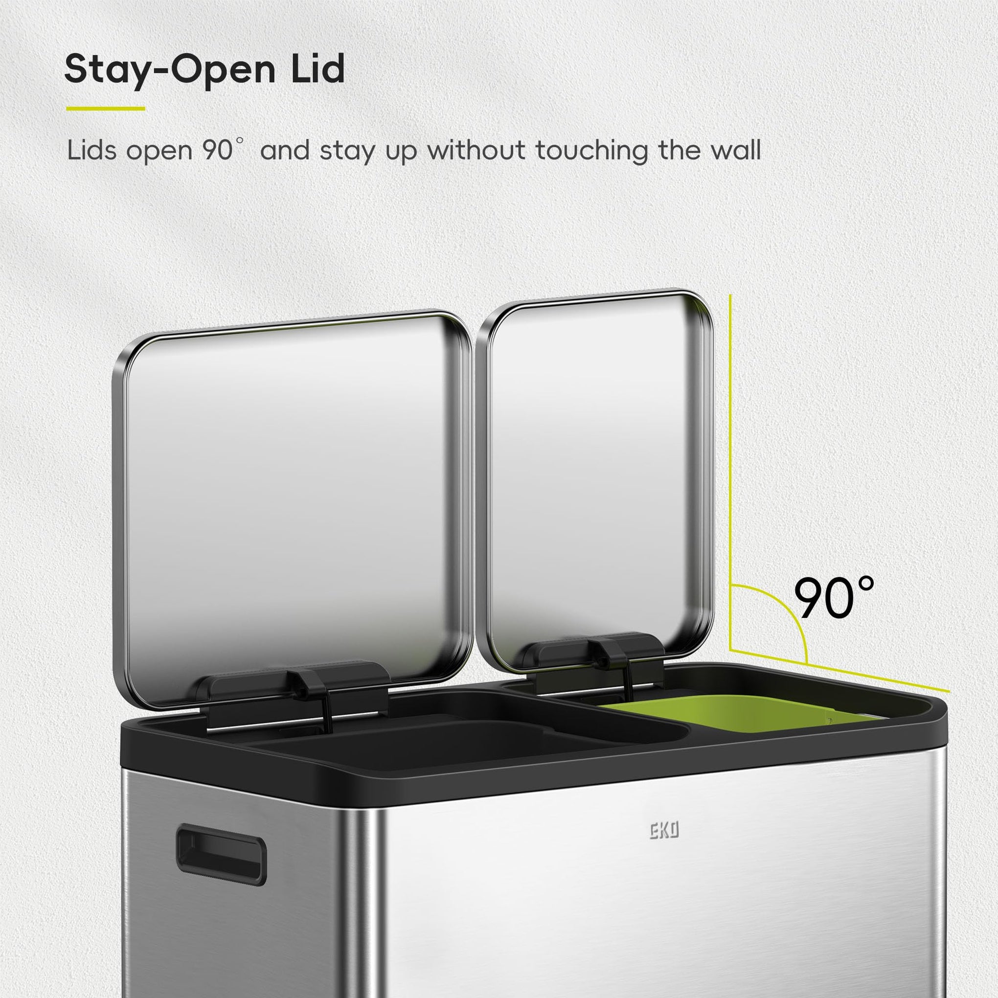 EcoCasa Stainless Steel Dual Step Trash Can for Recycling