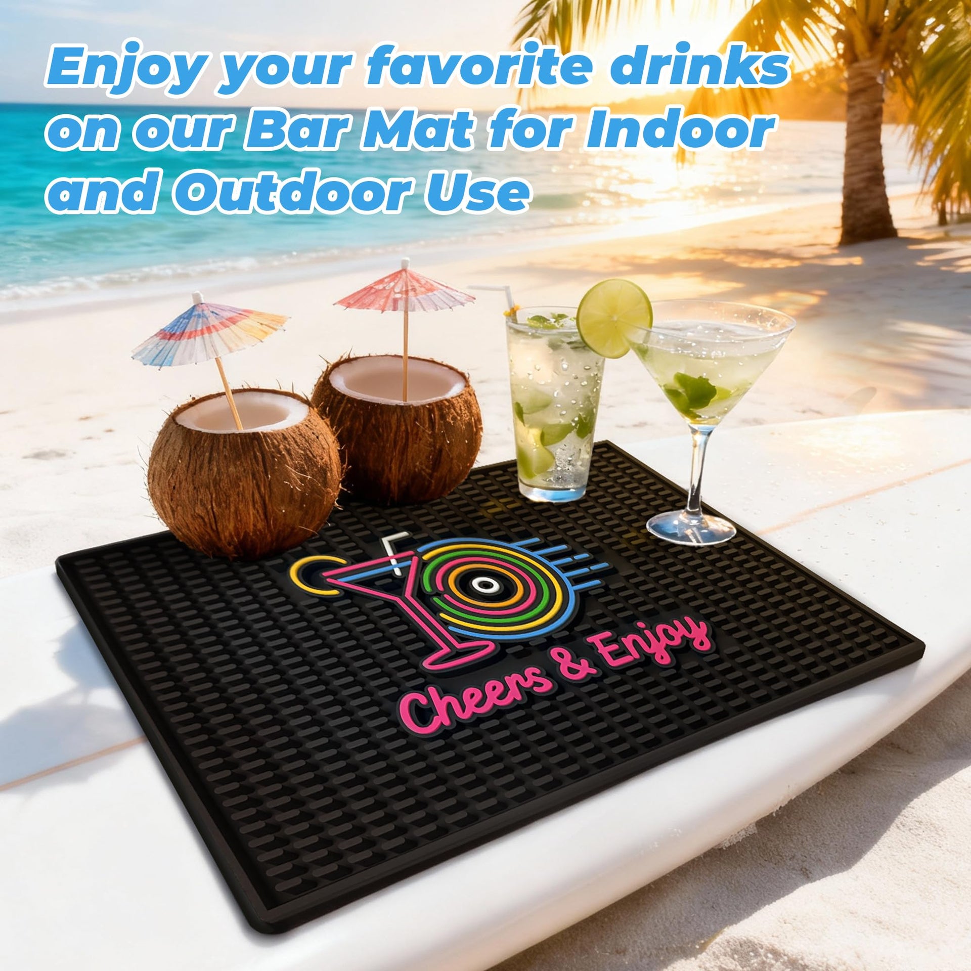 Neon Tiki Black Bar Mat 18 x 12 Inch
