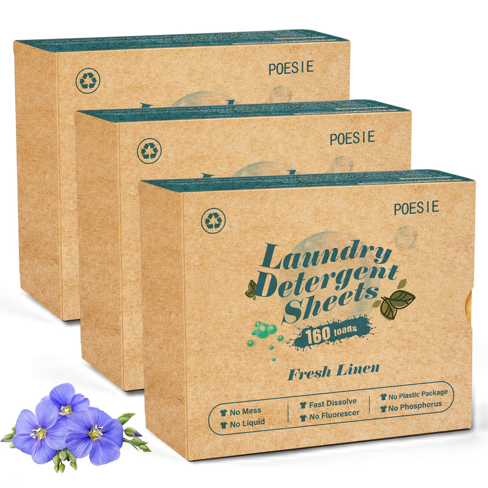 Laundry Detergent Sheets Fresh Linen Scent 3 Pack 480 Strips Plastic Free Fast Dissolve Washing for All Washing Machine Traveling Dorm Life Save Space (480 Count)