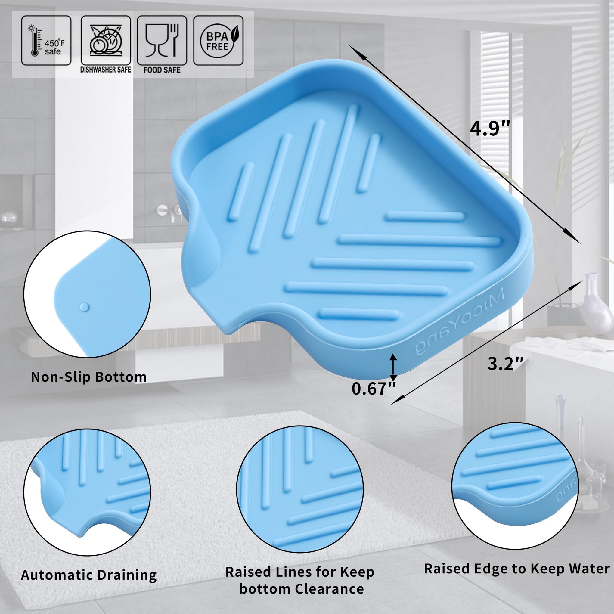 Silicone Soap Dish with Drain Spout