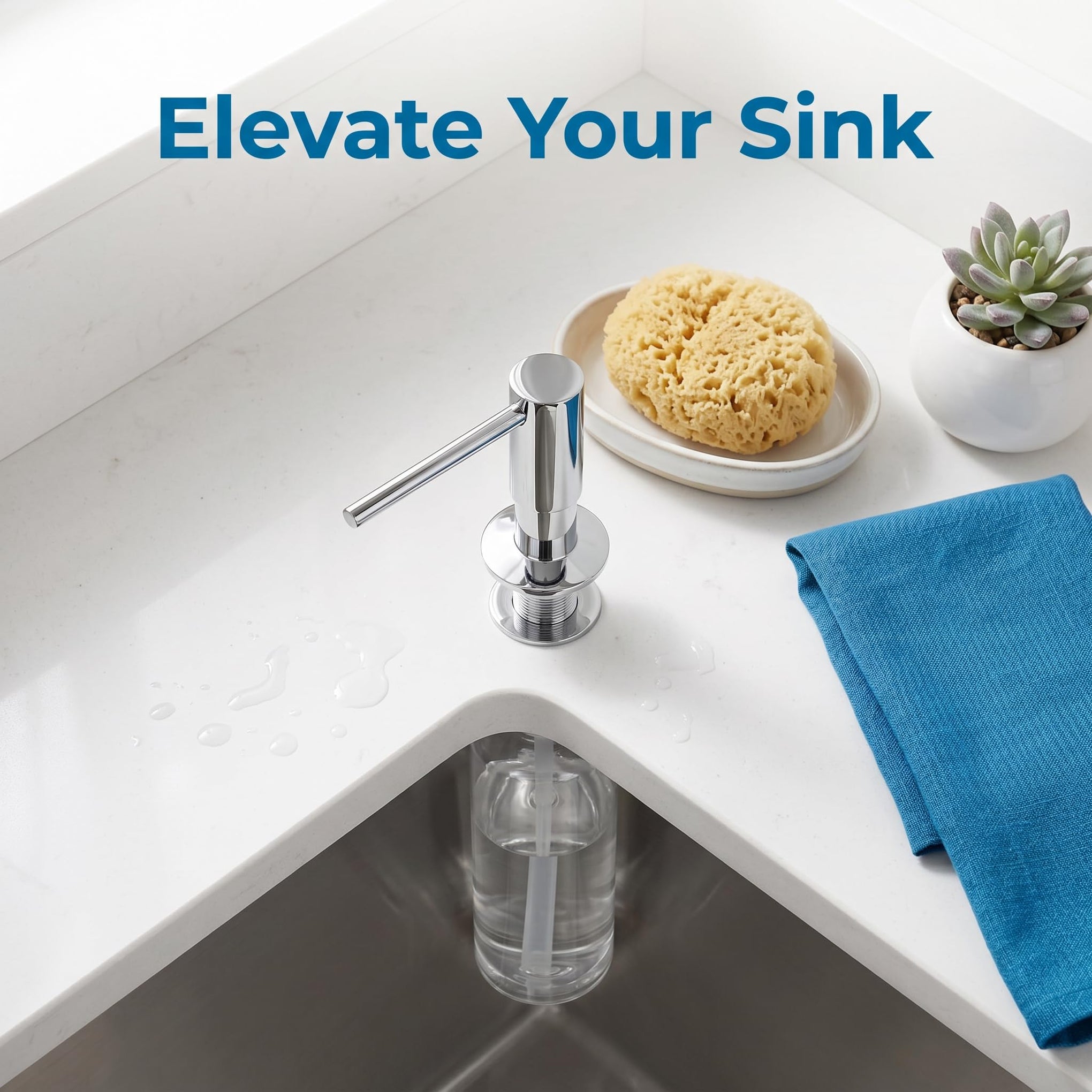 304 Stainless Steel Kitchen Sink Soap Dispenser 10 oz