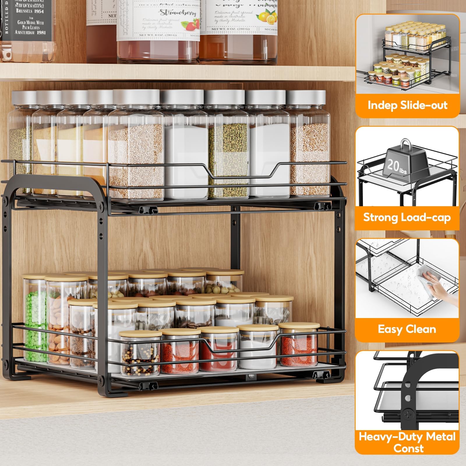 Spice Rack Organizer for Cabinet