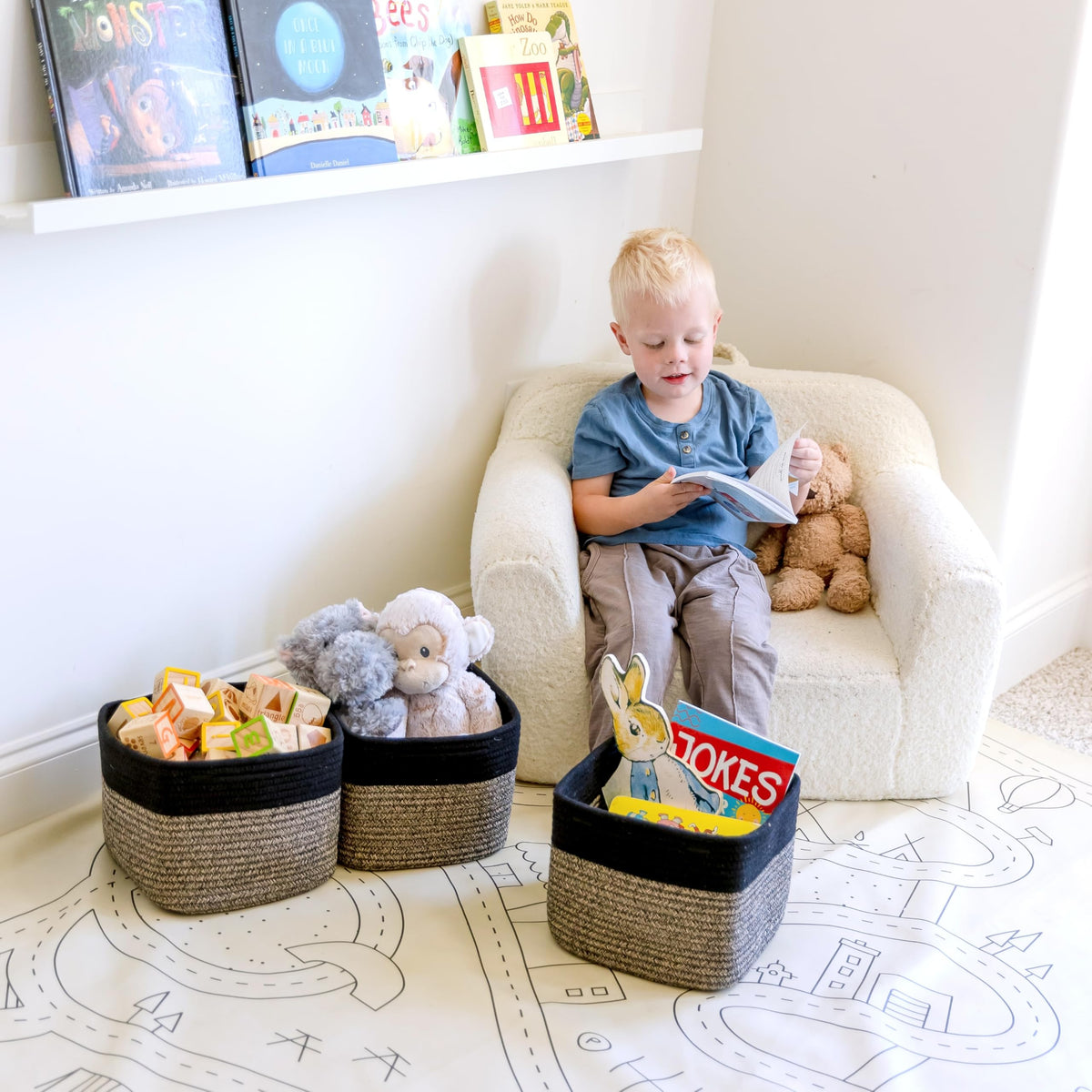 Storage Cubes 9”x9”x7”Cotton Rope Woven Baskets for Organizing 3 (3 Count)