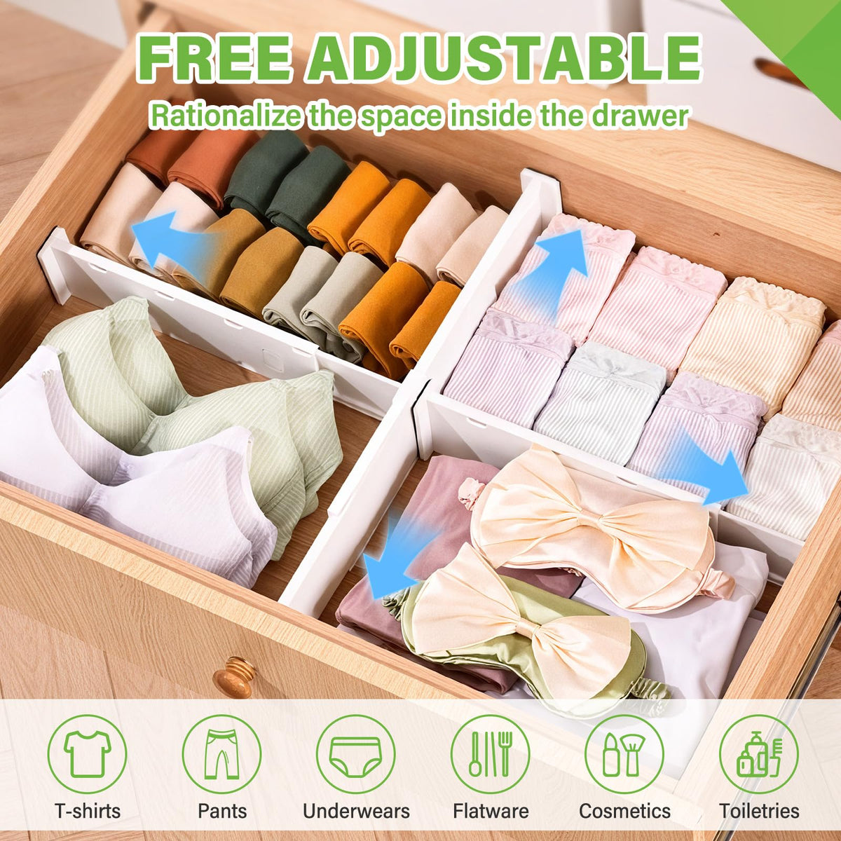 5 Pack Drawer Dividers 3.2" High Slim Organizers Expandable 10.8