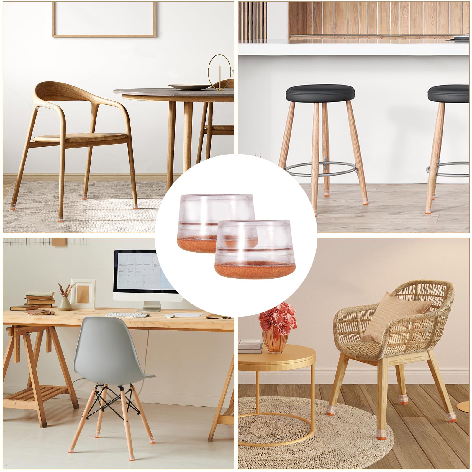 Round Chair Leg Floor Protectors for Hardwood Floors Large 24pcs (24 Count)