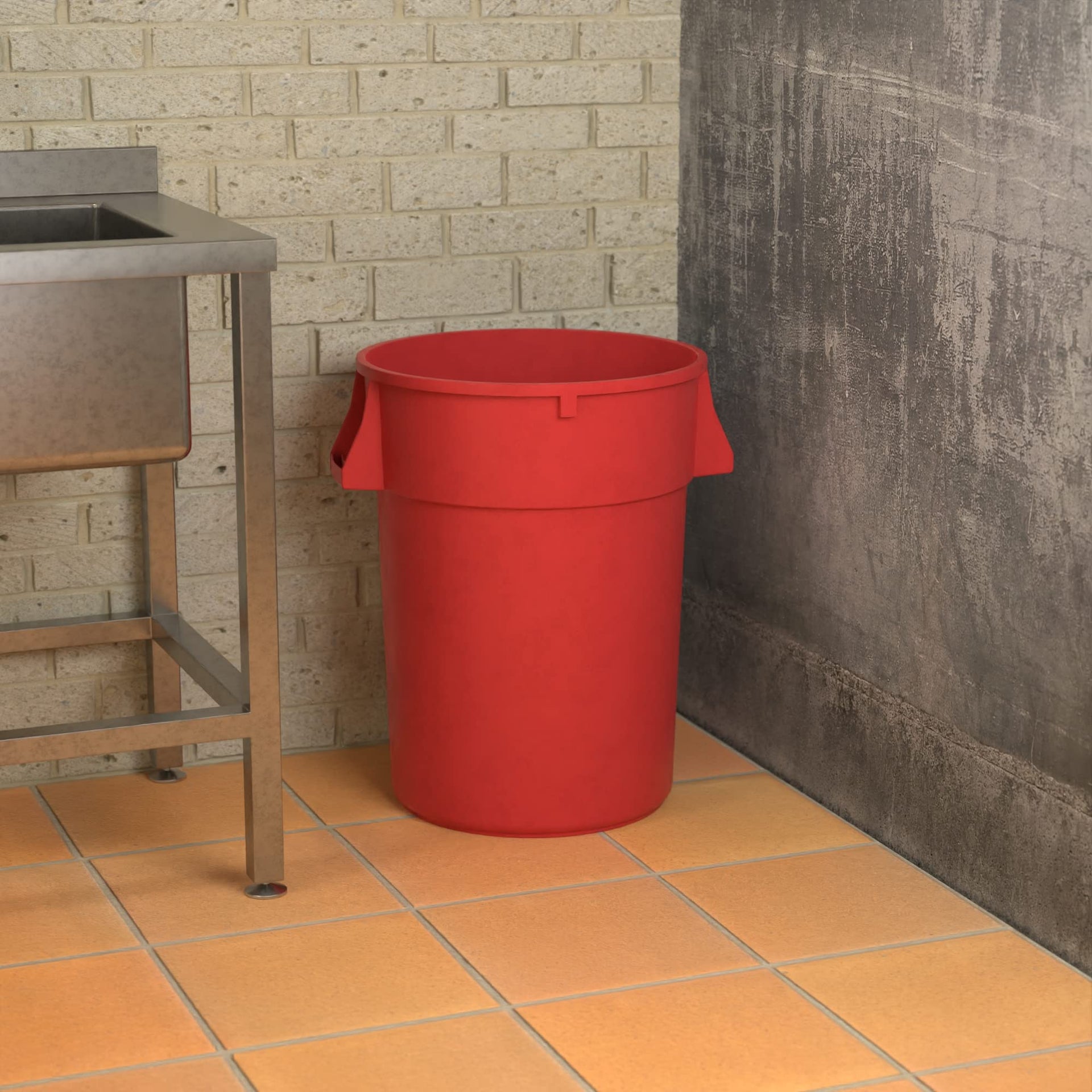44 Gallon Red Round Commercial Trash Can