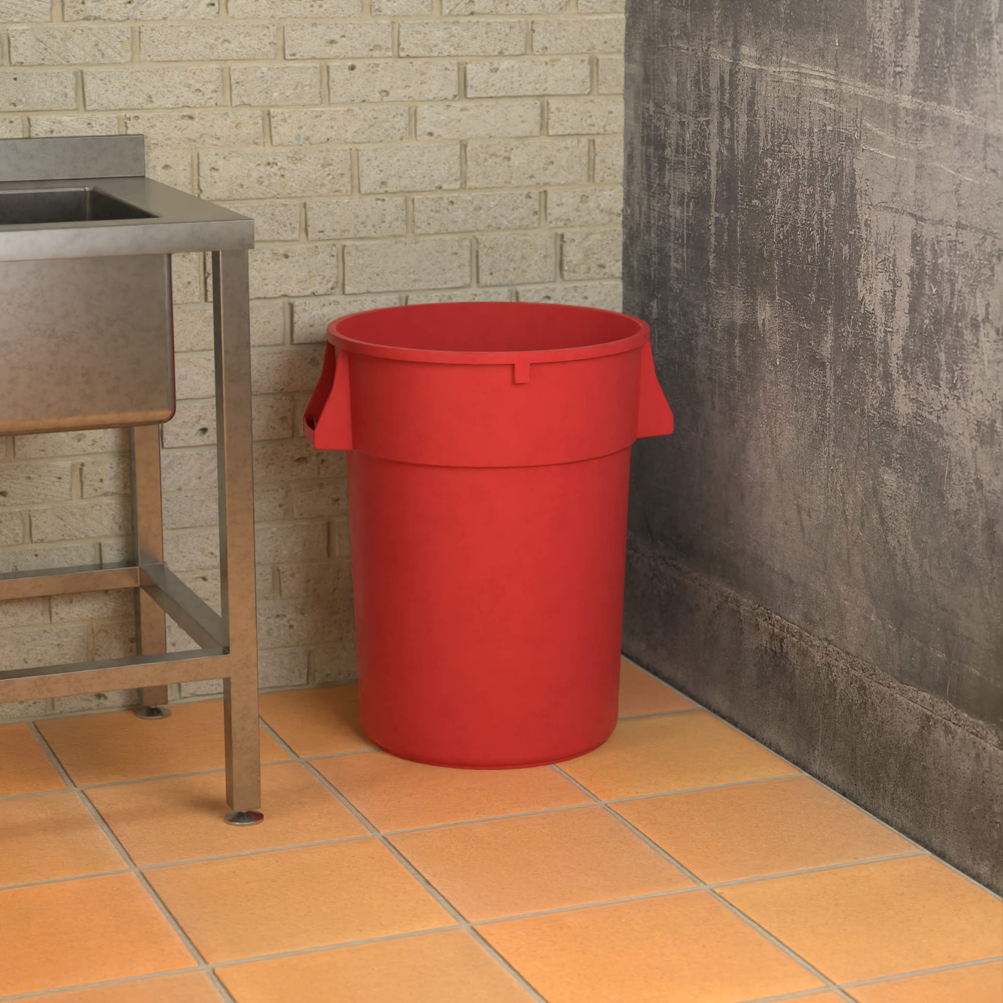44 Gallon Red Round Commercial Trash Can
