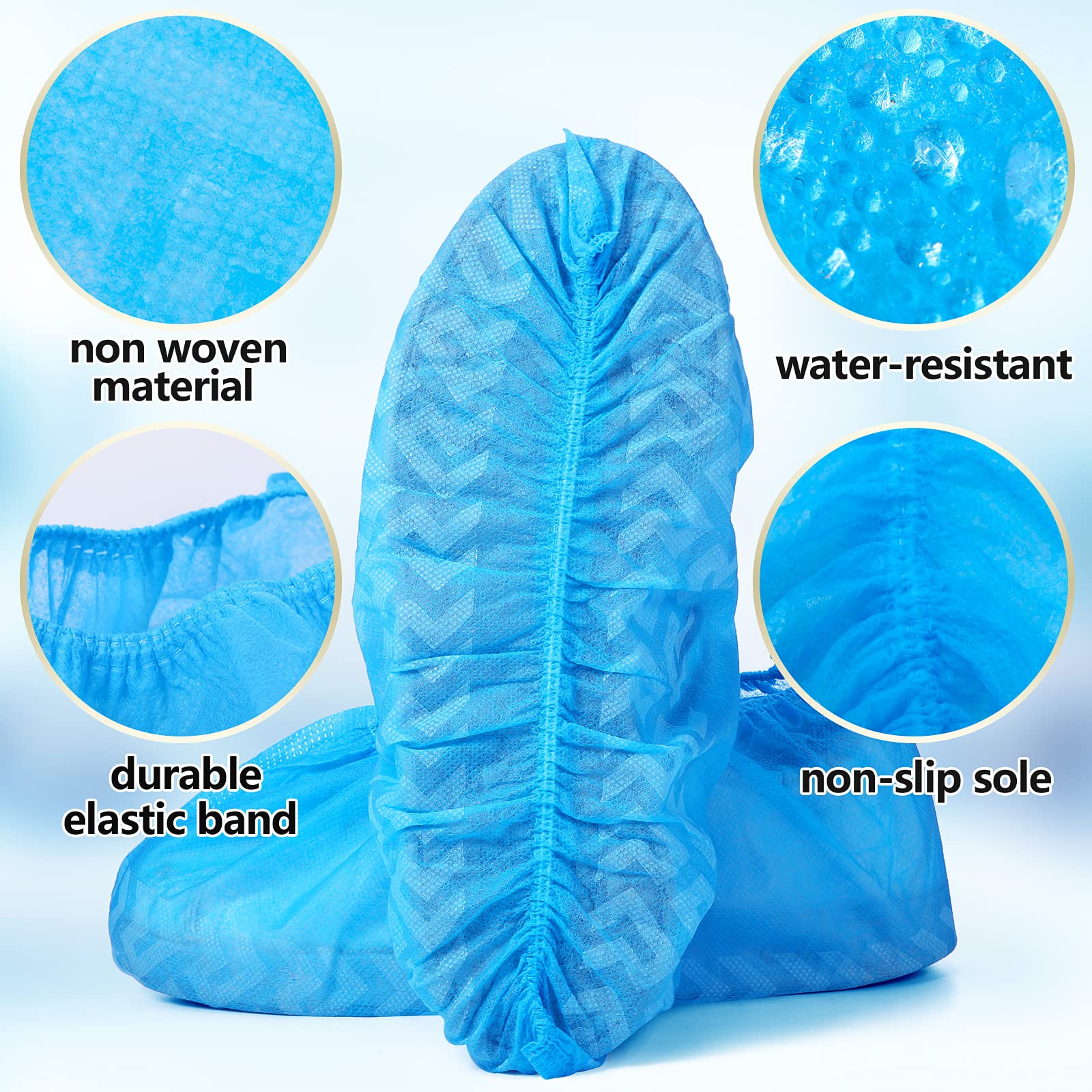 300 Pack Disposable Shoe Covers Non Slip Disposable Large Foot Booties Shoe Covers for Indoors Contractors Floor and Carpet Protectors