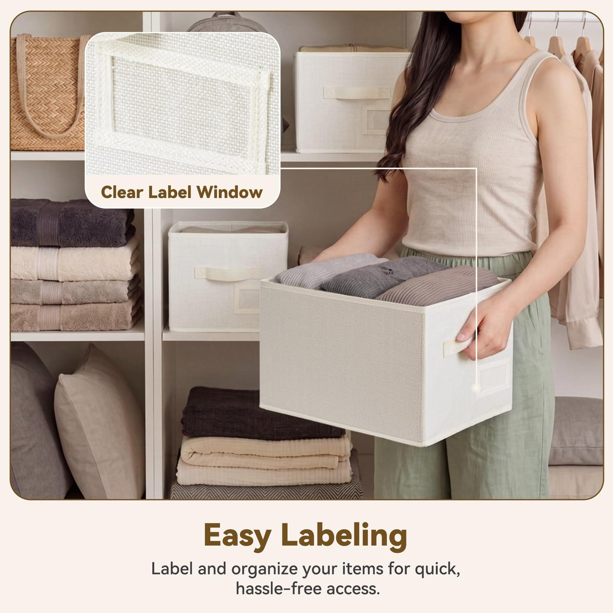 Closet Storage Bins with Label (3 Count)