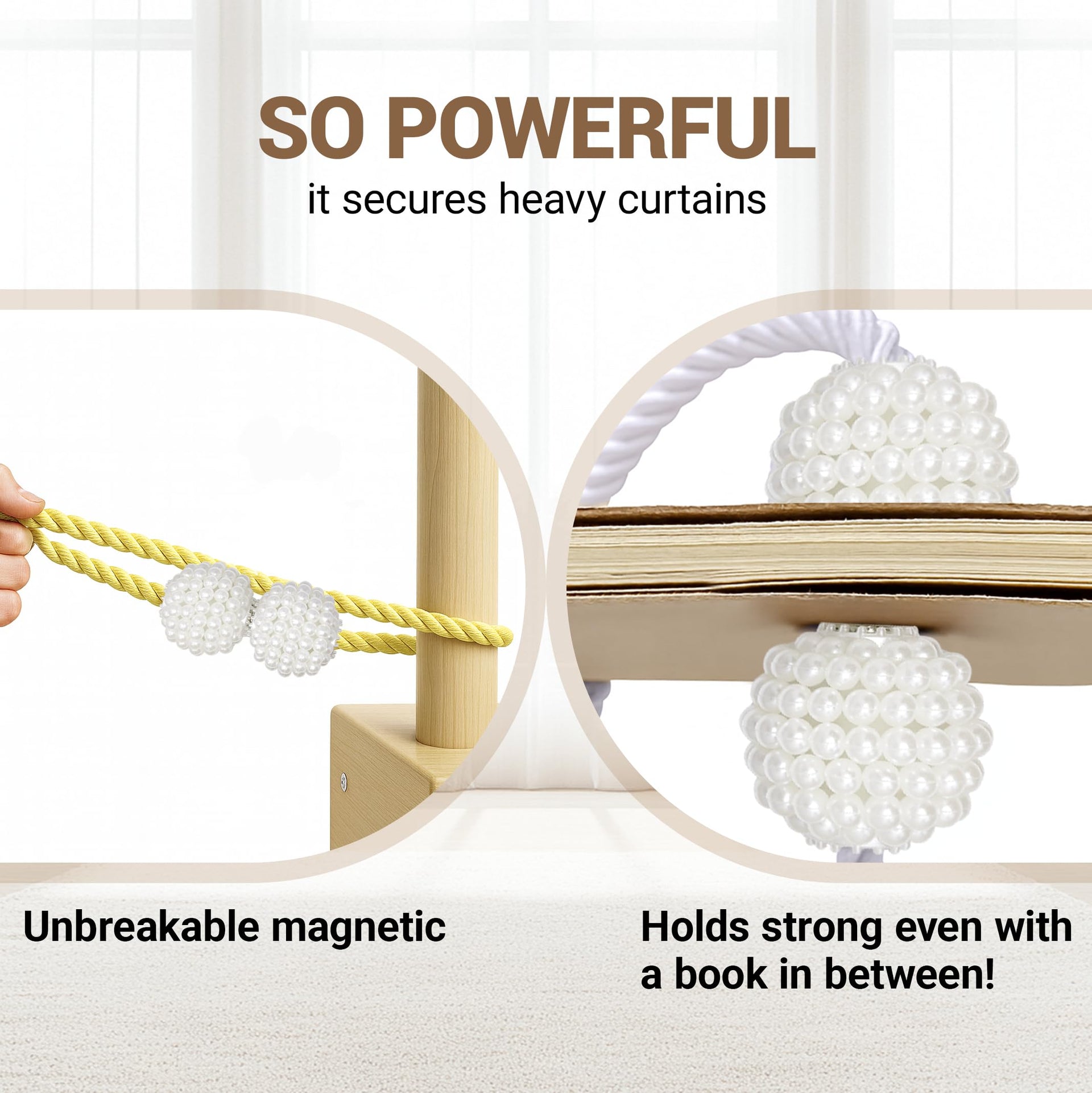 Magnetic Curtain Tiebacks Golden 6pcs (6 Count)