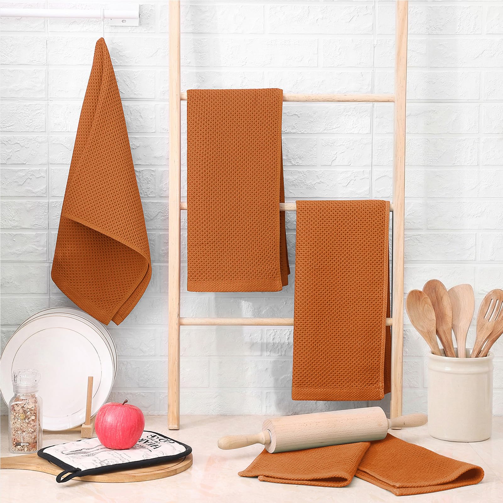 100% Cotton Waffle Weave Kitchen Dish Towels 4 (4 Count)